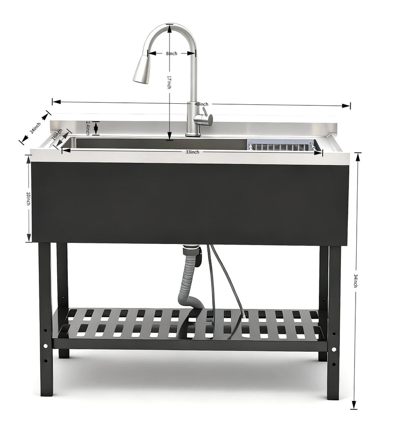 Stainless Steel Utility Sink, Freestanding Sink by HouseOfZazla