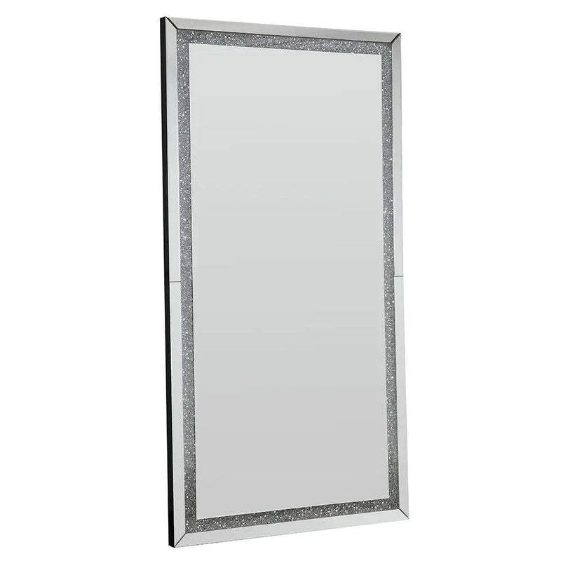 Noralie - Floor Mirror - Faux Diamonds & Mirrored by Unique Piece Furniture