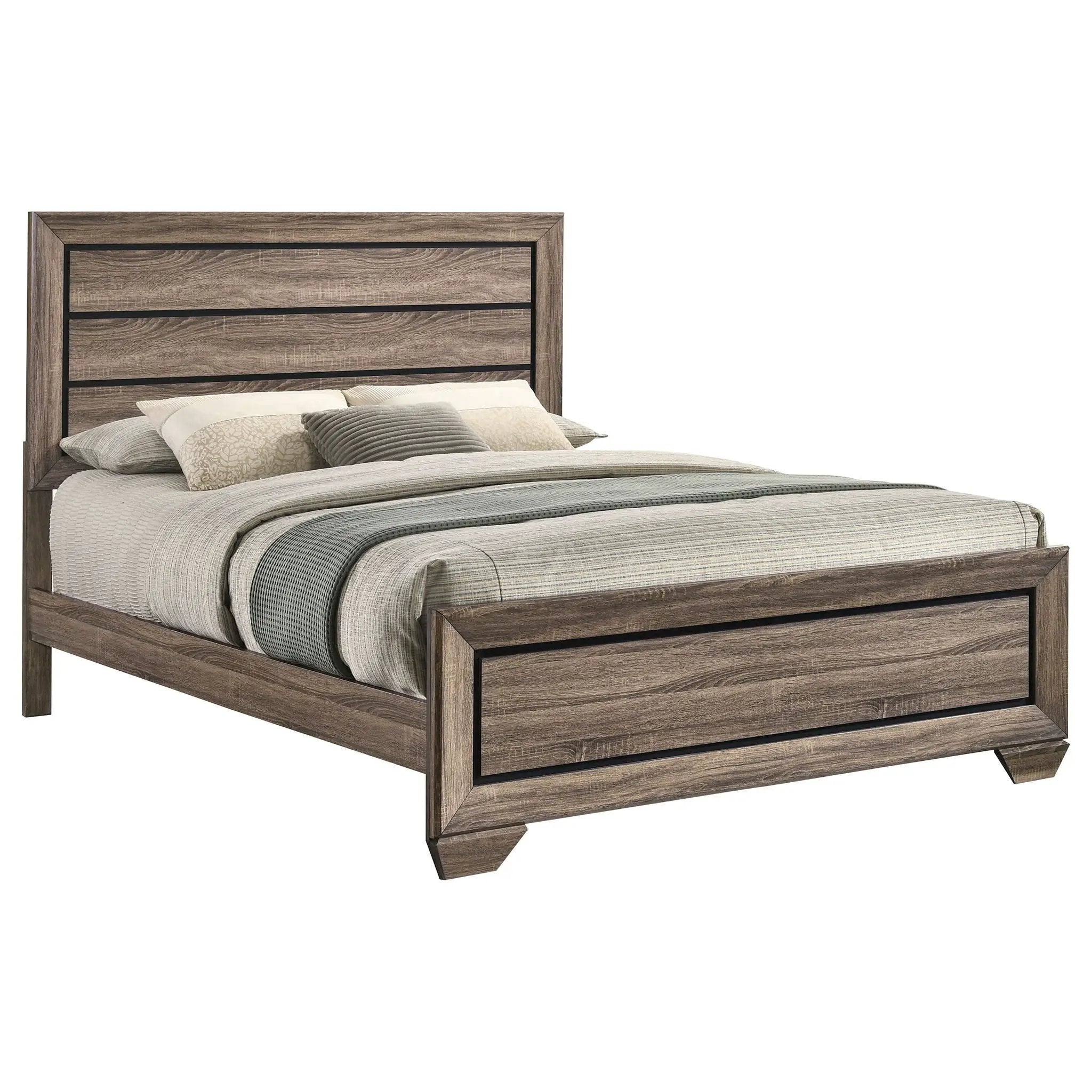Kauffman Wood Queen Panel Bed Washed Taupe by Unique Piece Furniture