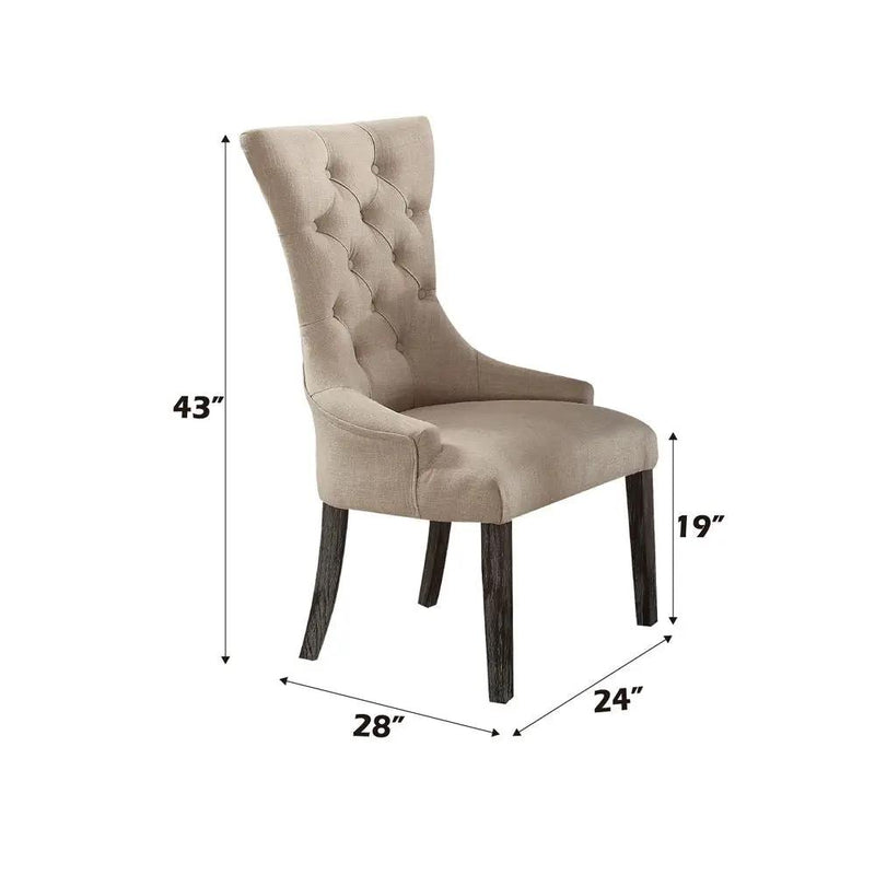 Gerardo - Linen Side Chair (Set of 2) - Beige & Weathered Espresso by Unique Piece Furniture