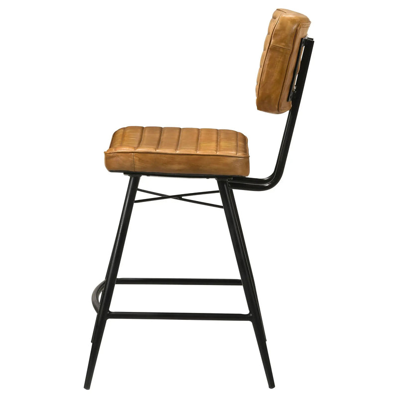 Partridge Leather Counter Chair Antique Camel (Set of 2) by Unique Piece Furniture