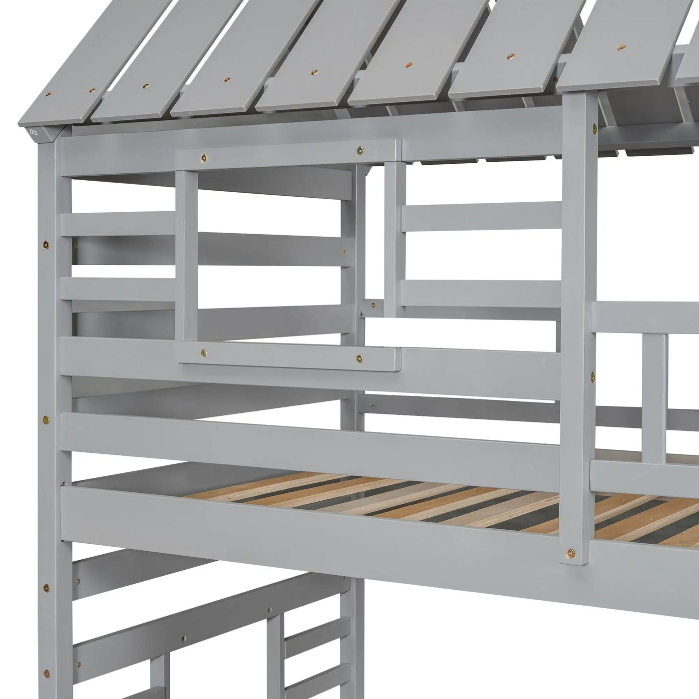 House Bunk Bed With Trundle, Storage Staircase, Roof And Window Design by HouseOfZazla