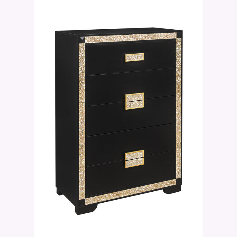 Lively Chest With Glitter Detail And Thick Bar Handle Hardware - Black, photo 6 of 8