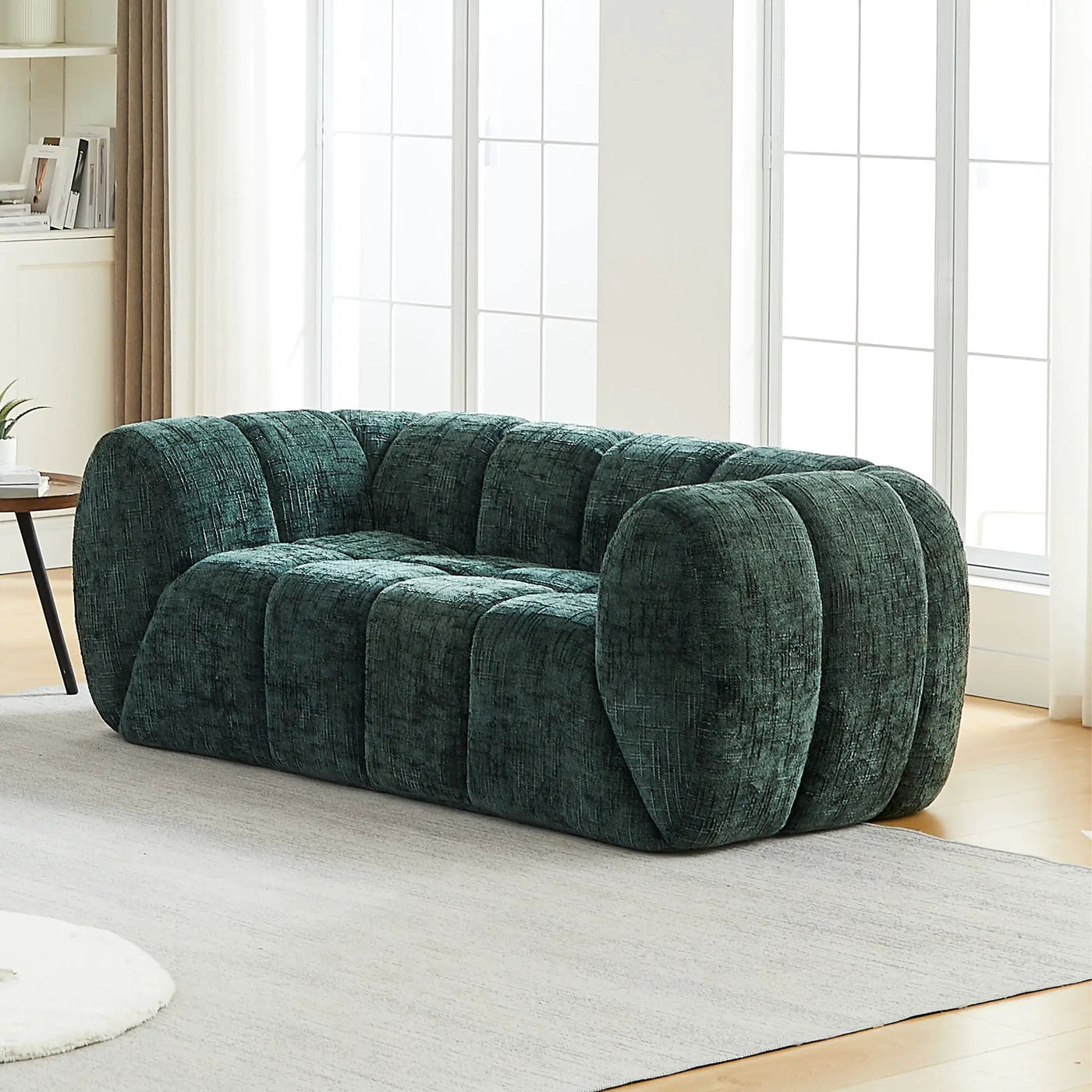Quilted Cloud Sofa With Rounded Armrests And Piano Key Backrest Design by HouseOfZazla