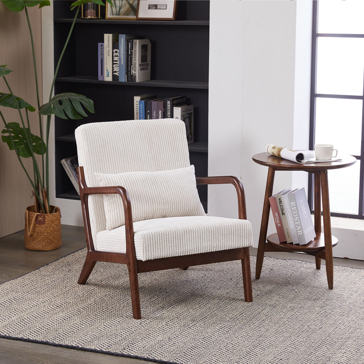 Accent Chair With Pillow And Wood Frame, photo 9 of 14