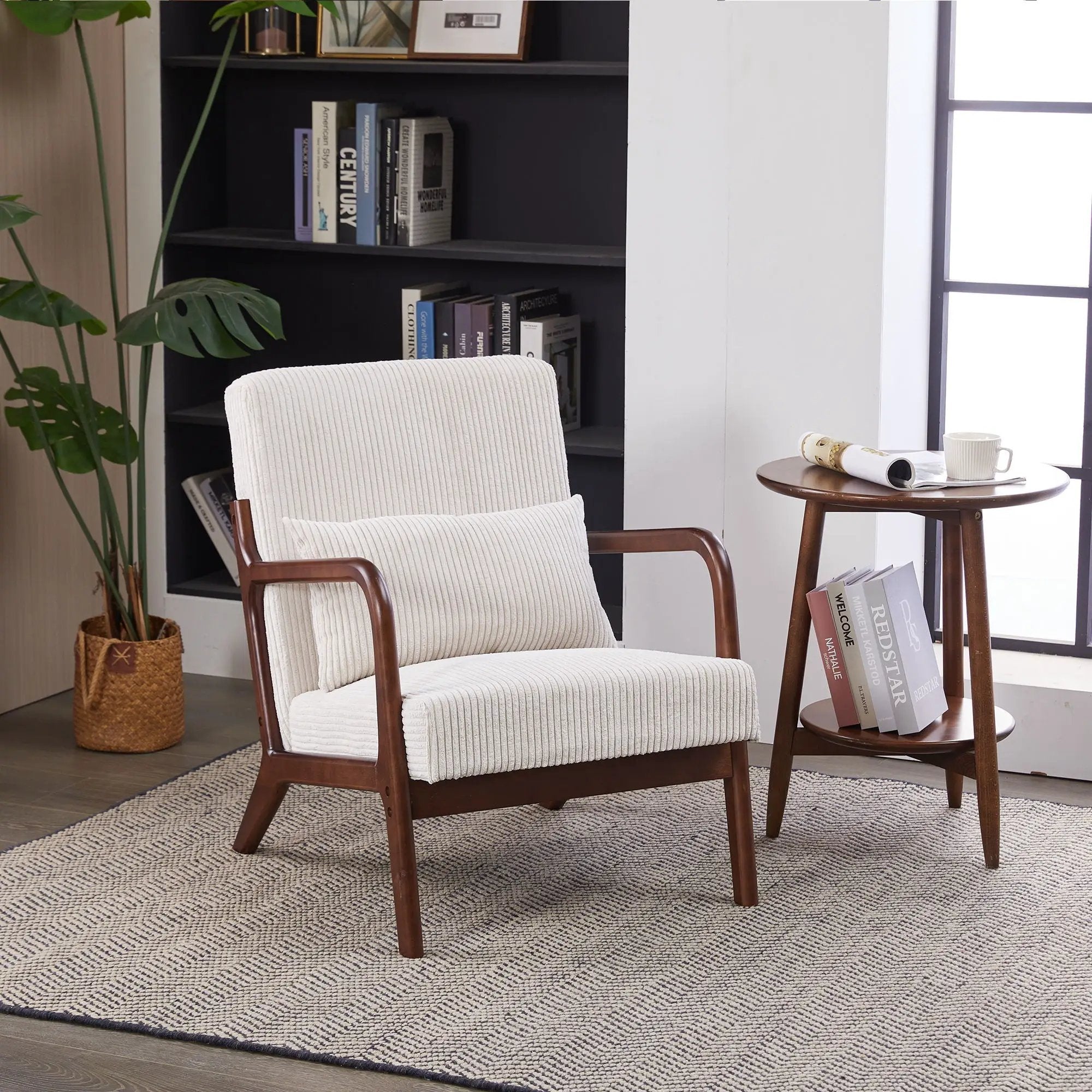 Accent Chair With Pillow And Wood Frame by Unique Piece Furniture