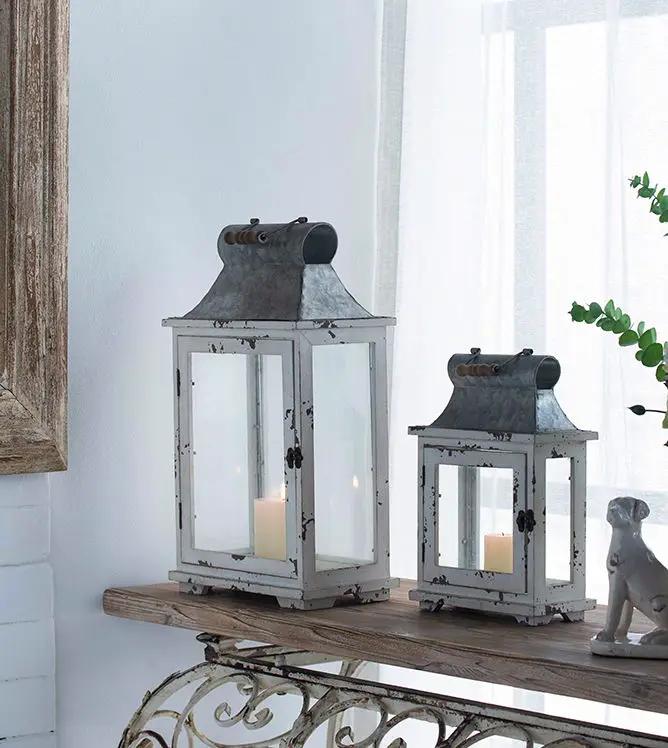 Wooden Candle Lantern Decorative Set of Two for Indoor and Outdoor Use by HouseOfZazla