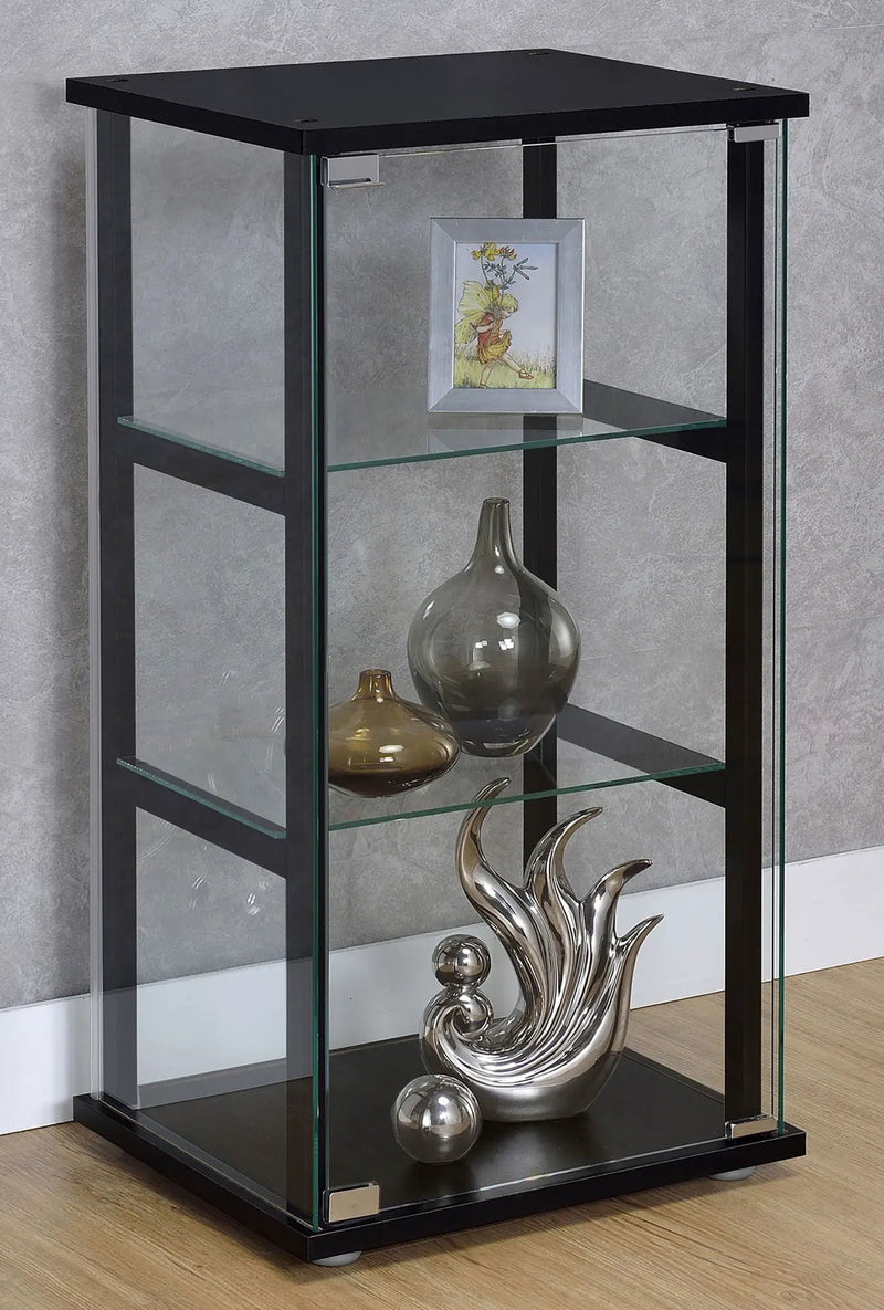 Cyclamen 3-shelf Clear Glass Curio Display Cabinet Black by Unique Piece Furniture
