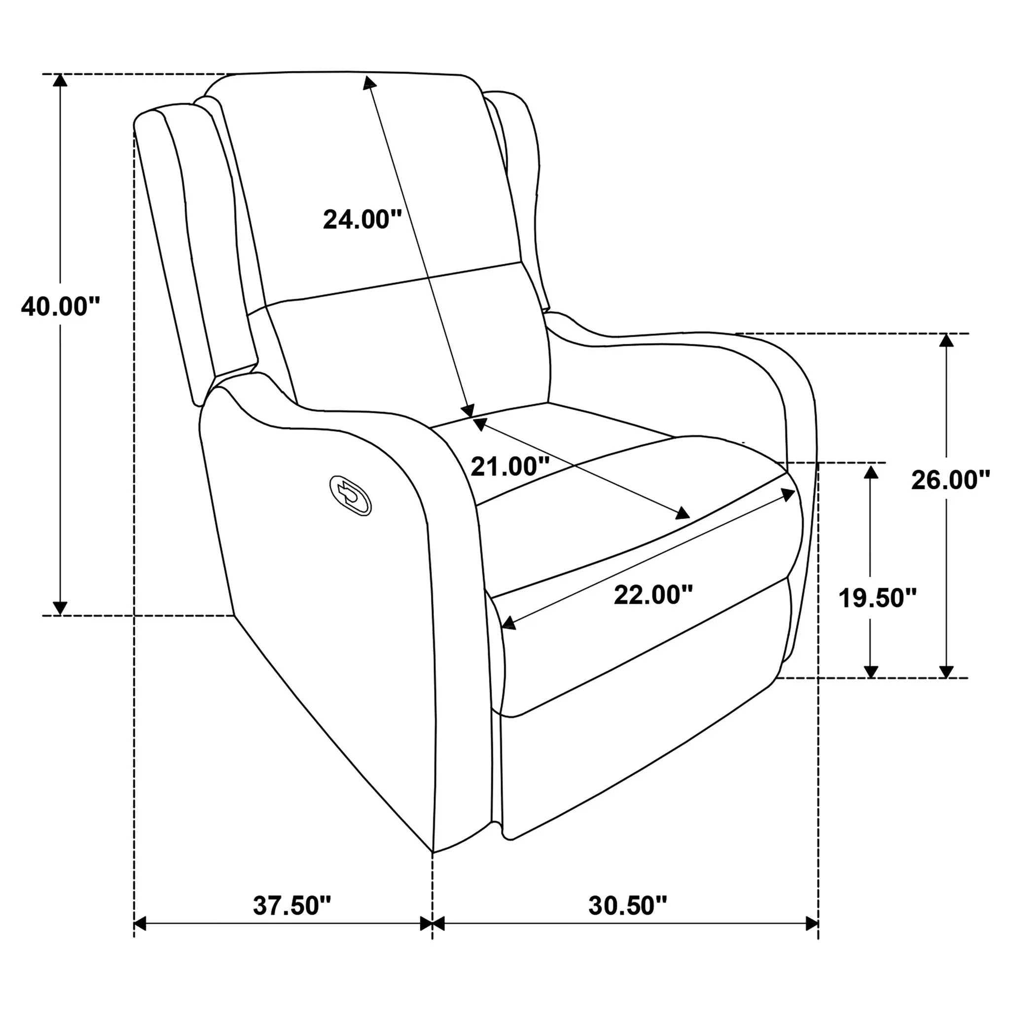 Kelsey Upholstered English Arm Recliner Chair Ivory by Unique Piece Furniture