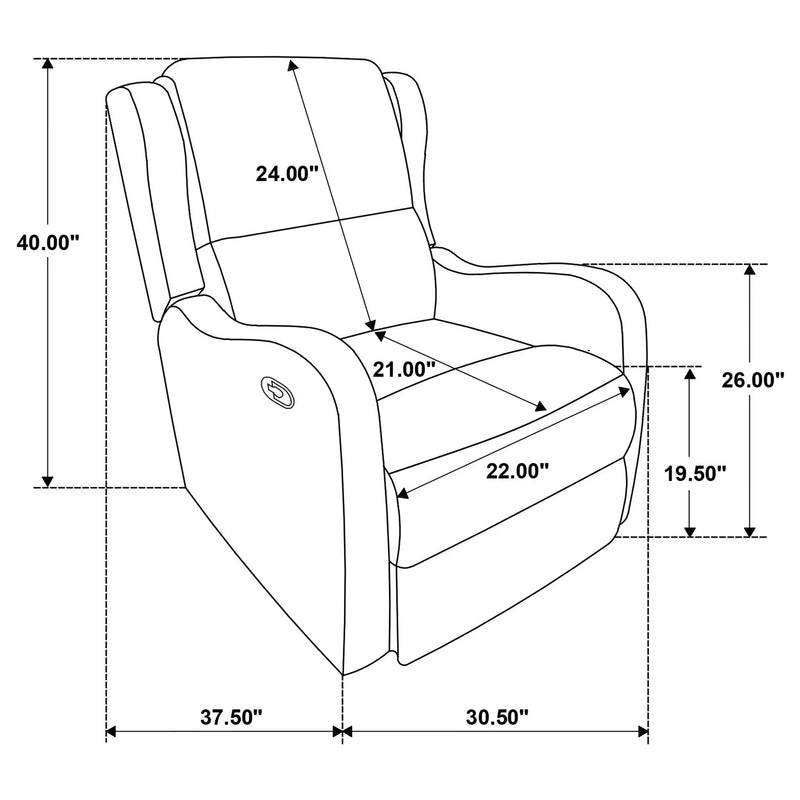 Kelsey Upholstered English Arm Recliner Chair Ivory by Unique Piece Furniture