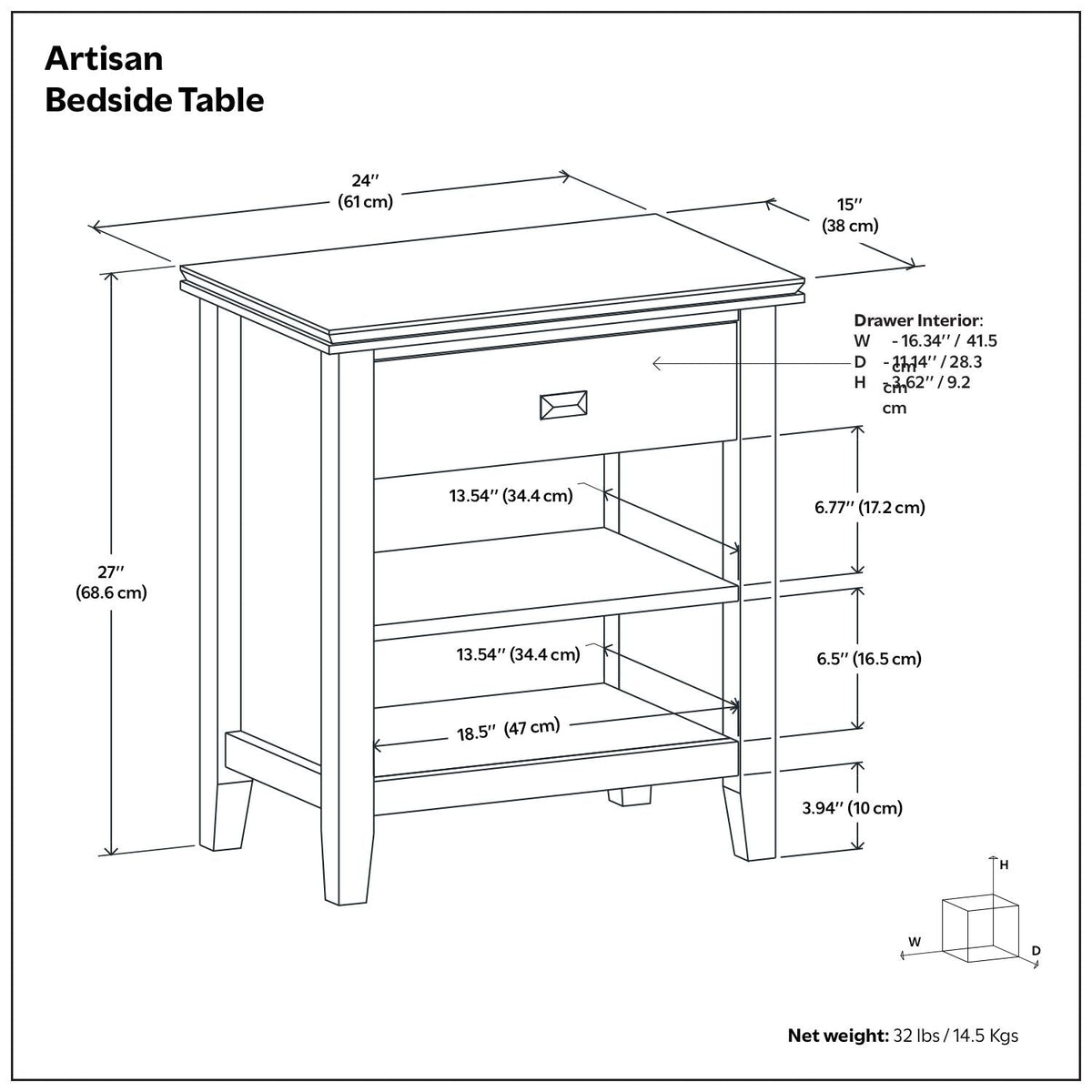 Handcrafted Bedside Table with Drawer and Shelf - Multiple Colors, photo 28 of 40