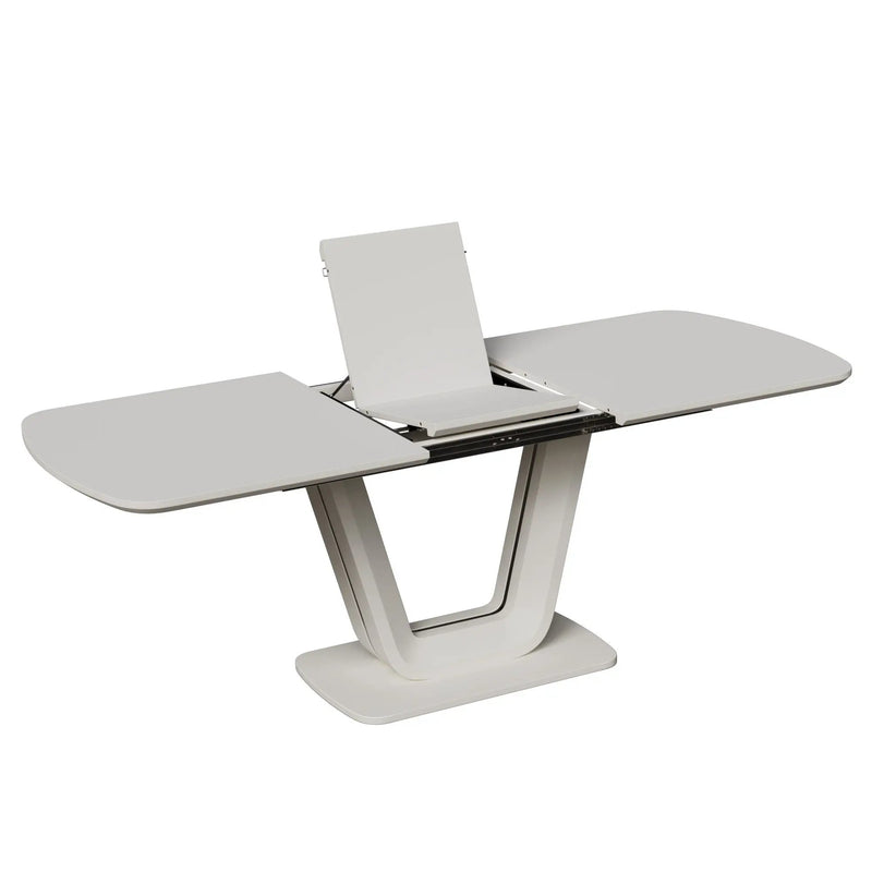 Modern Industrial Style Expandable Dining Table With U Shaped Legs - Antique Gray White