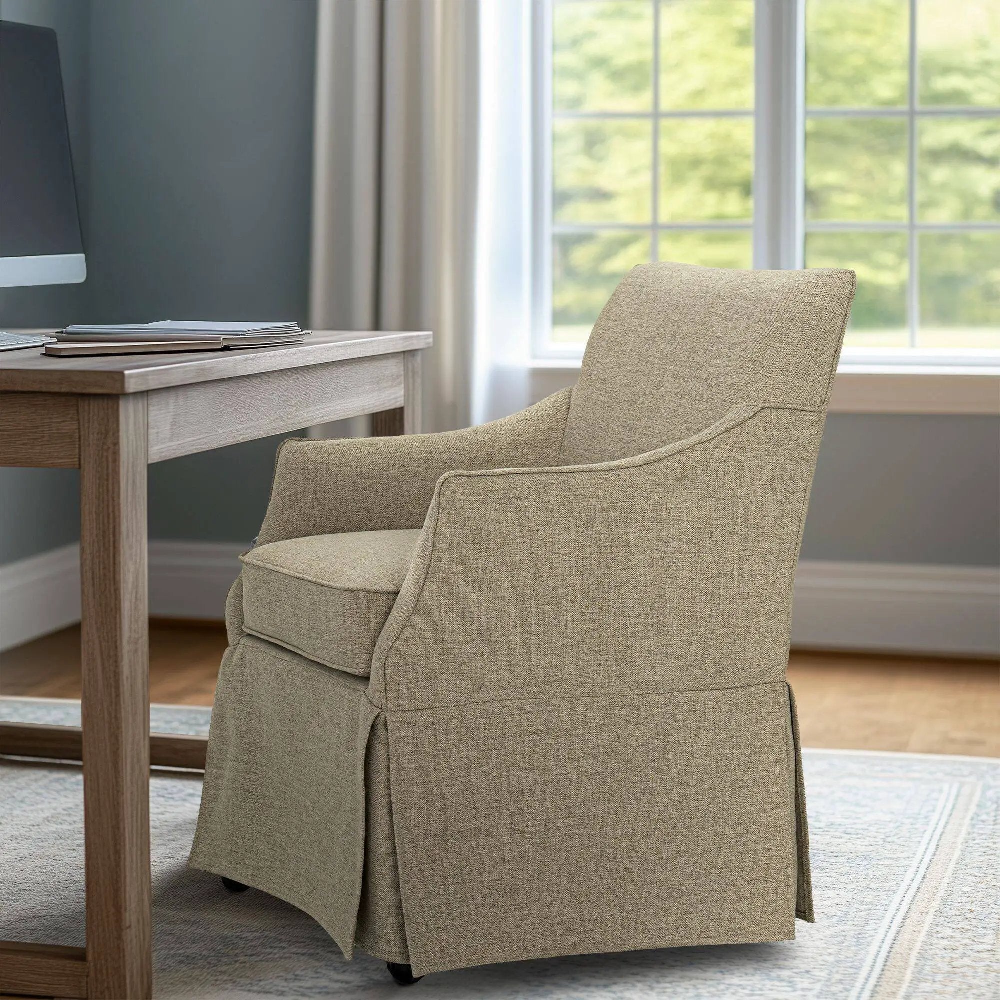 London - Upholstered Skirted Dining Arm Chair by HouseOfZazla