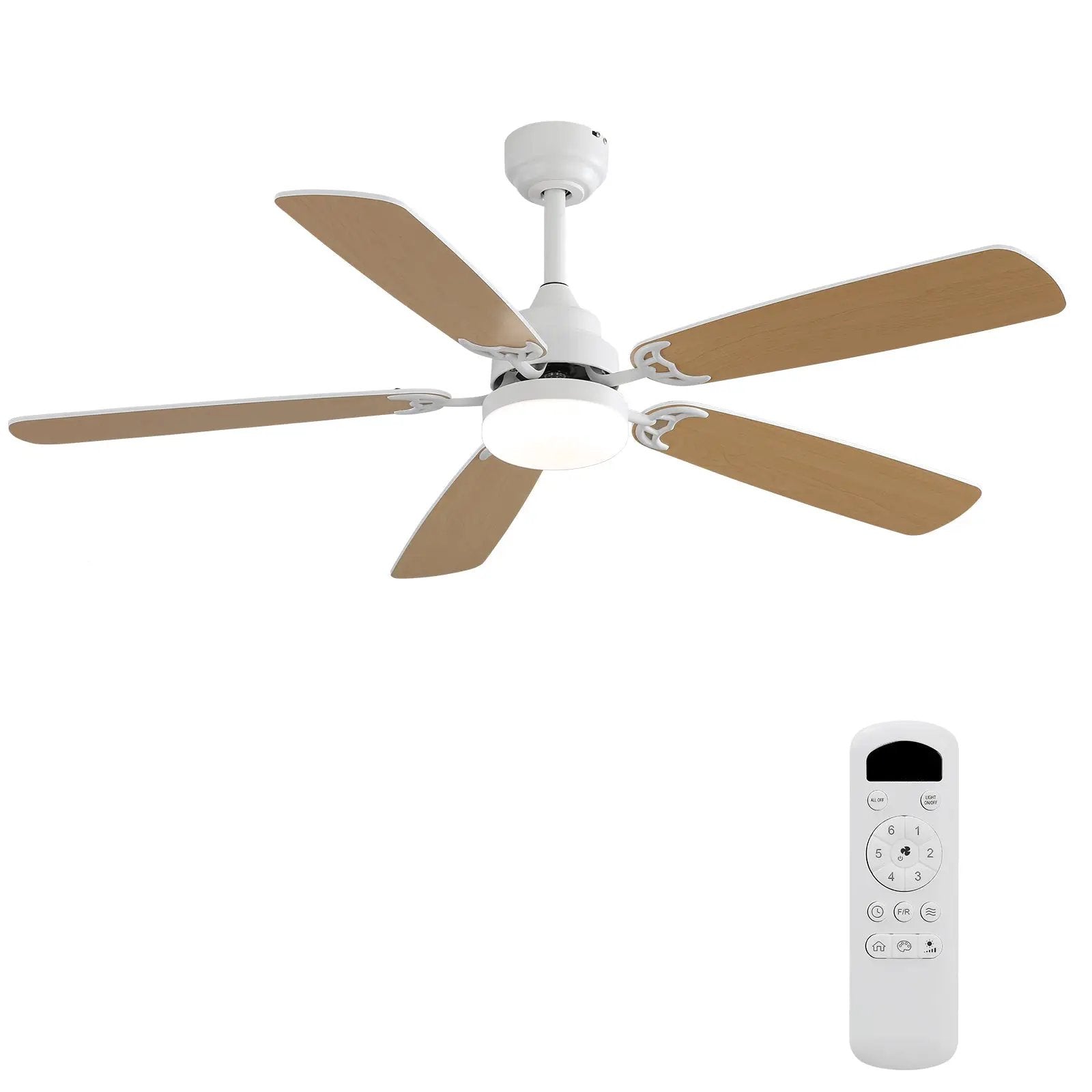 Indoor Modern 52 Inch Ceiling Fan with LED Light and Remote Control by HouseOfZazla
