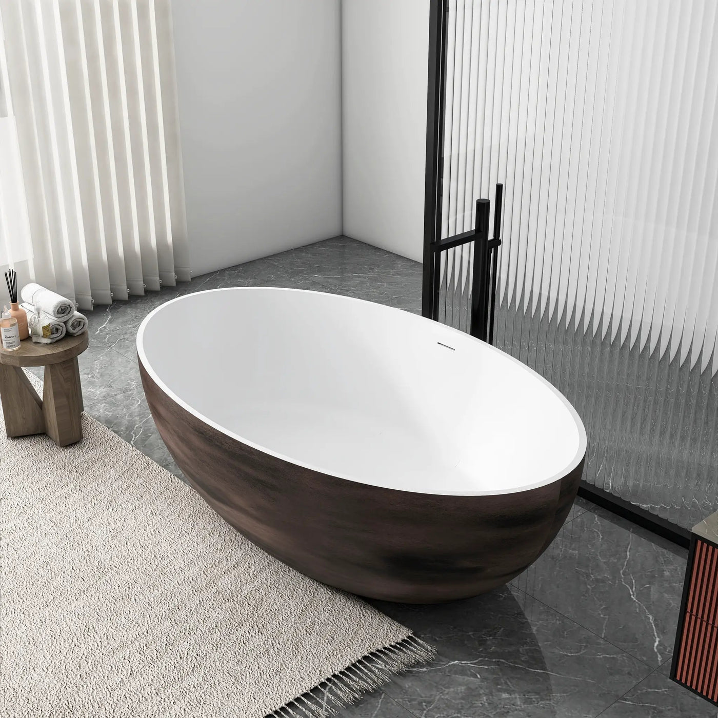 67 Inch Freestanding Solid Surface Soaking Bathtub by HouseOfZazla