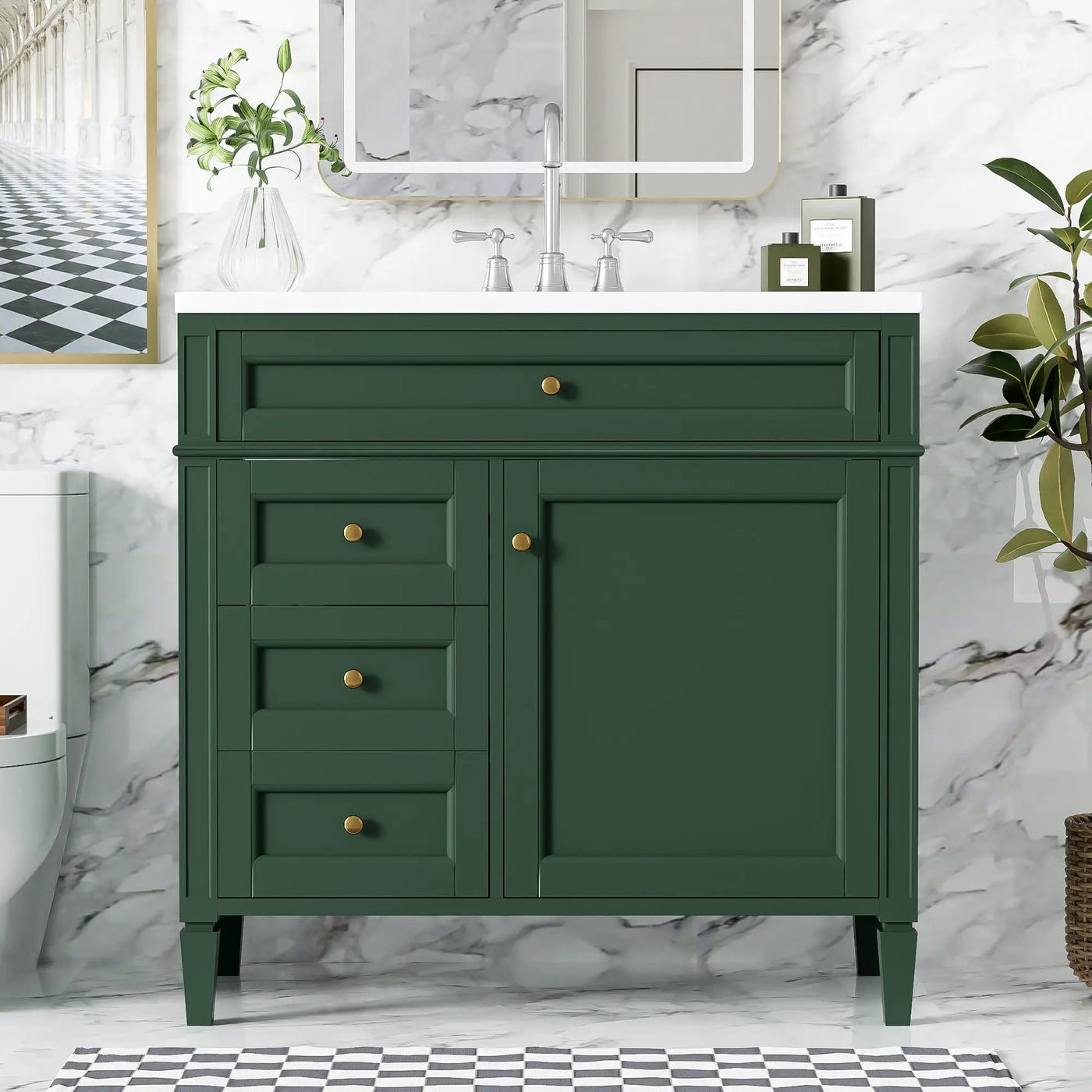 Bathroom Vanity With Top Sink, 2 Drawers And Tip Out Drawer by HouseOfZazla