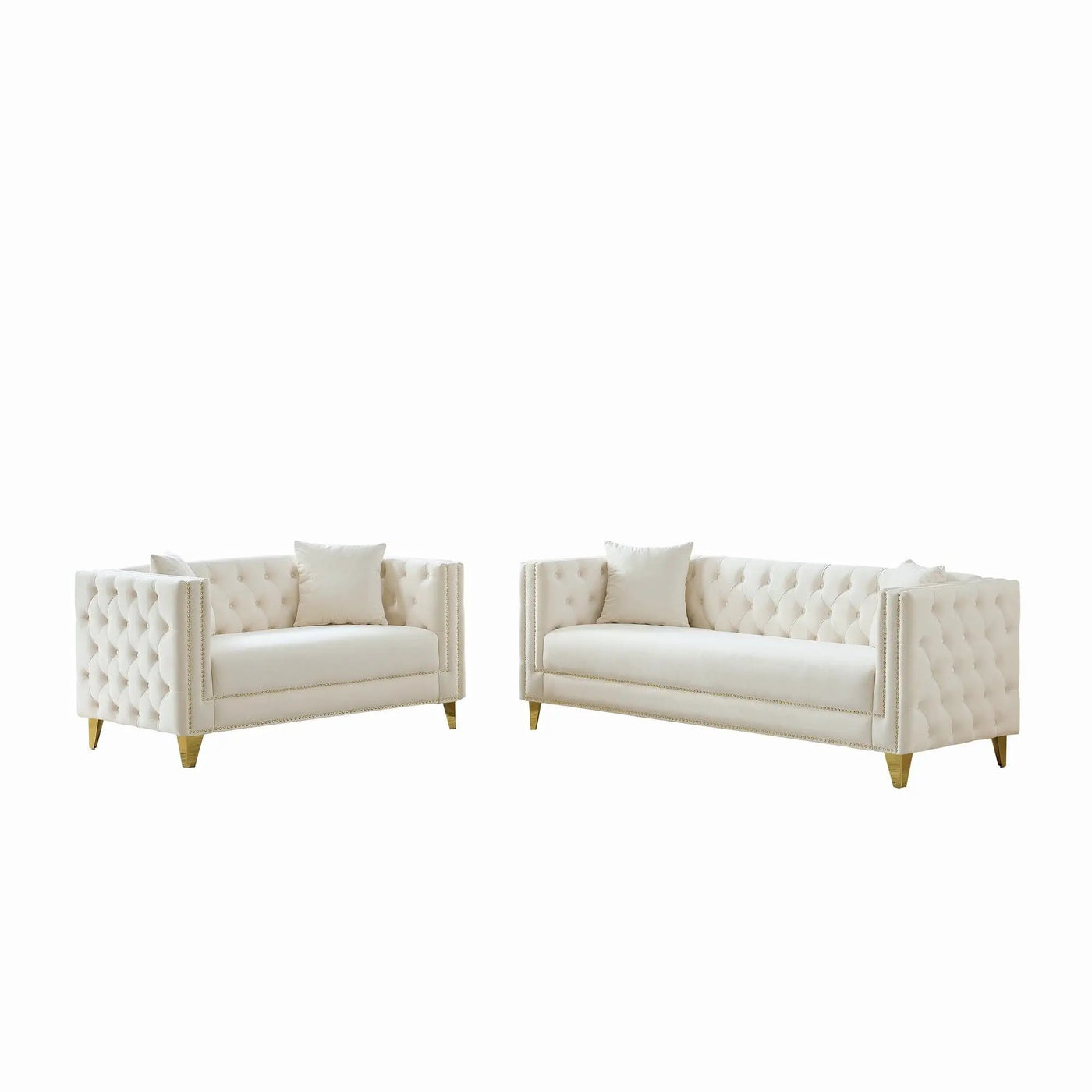 Deep Seat Sofa With Button Nailhead, Square Arm Couches by Unique Piece Furniture