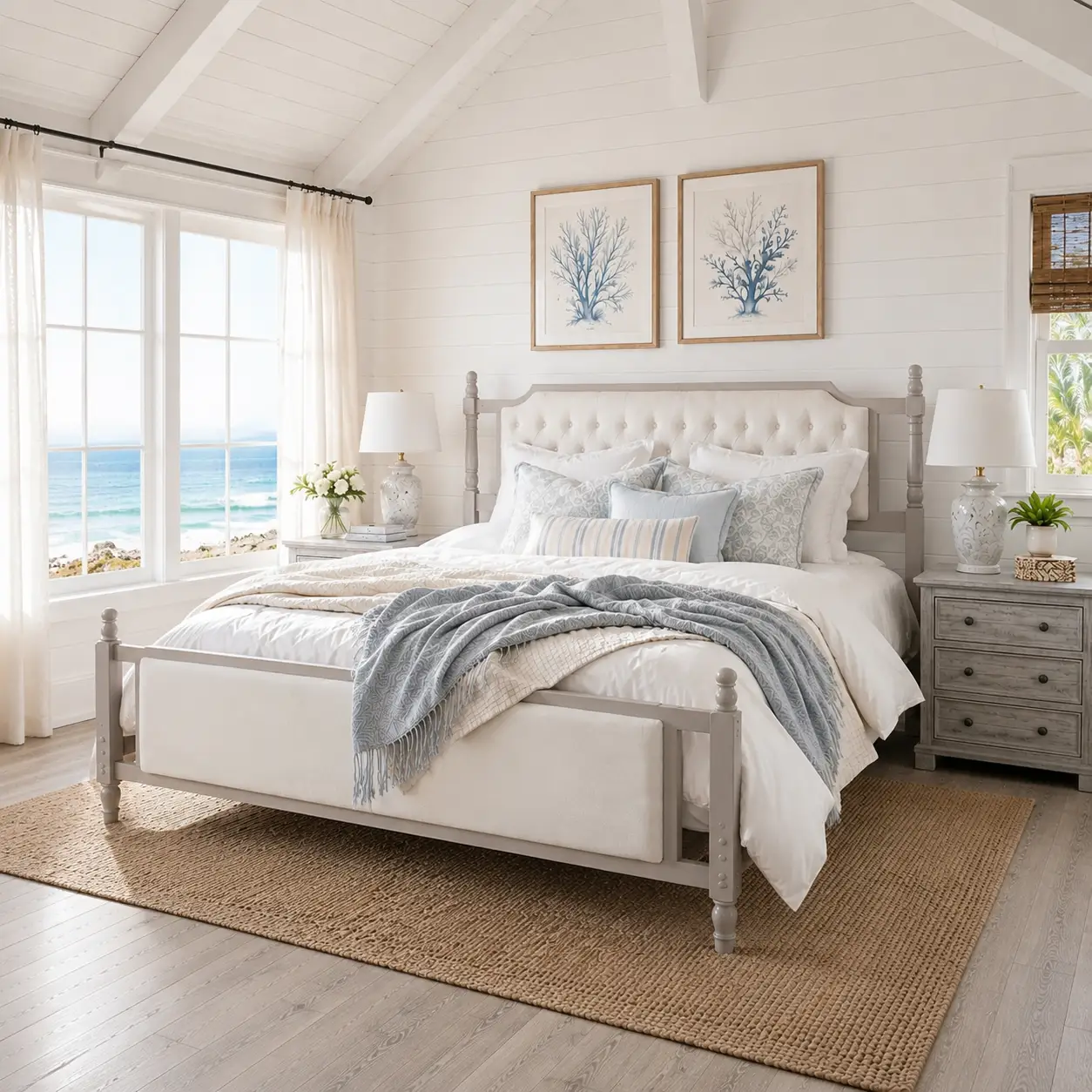 Queen Size Upholstered Platform Bed with Button Tufted Headboard by HouseOfZazla