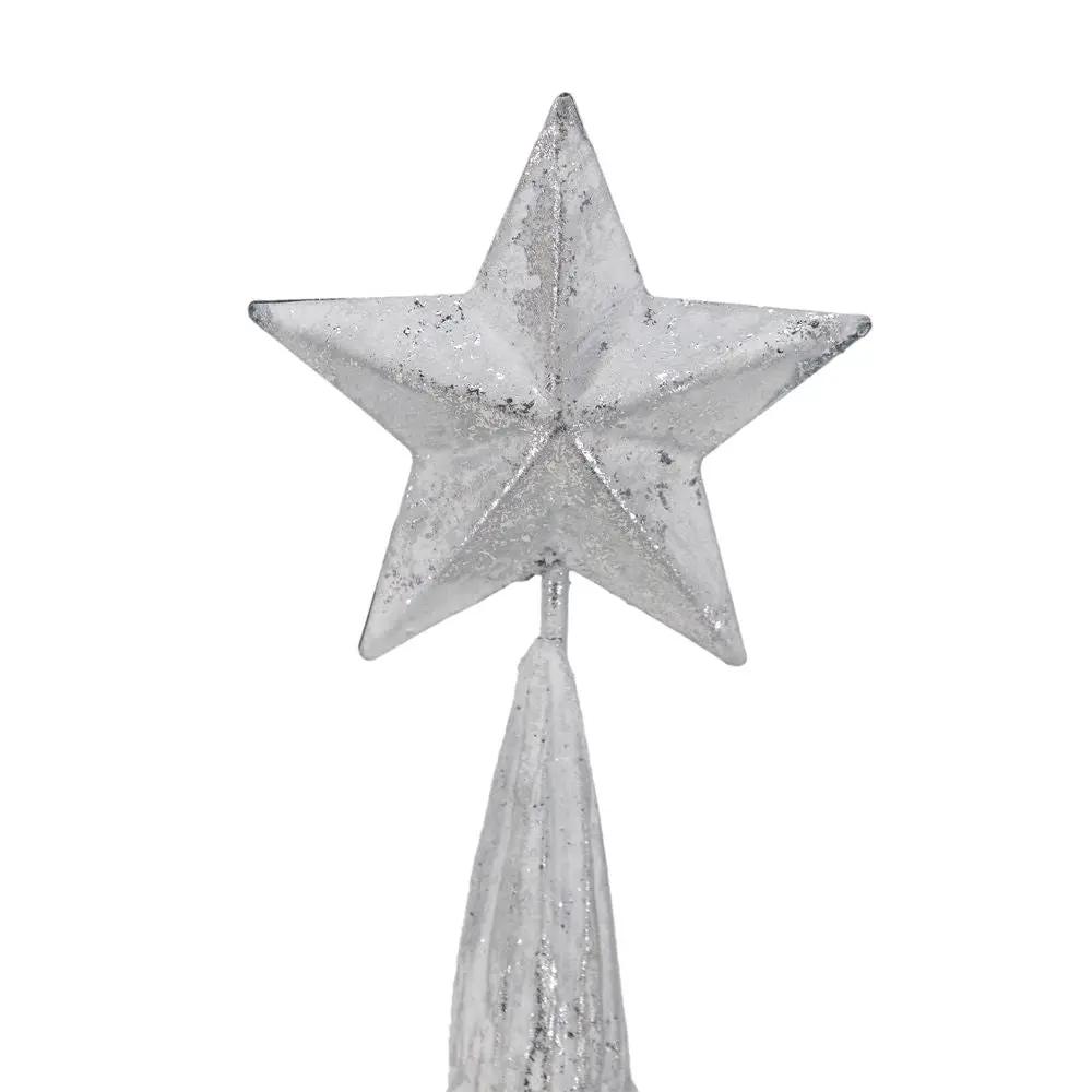 Resin / Foil Christmas Tree With Star Top (Set of 3) - White / Silver by Unique Piece Furniture