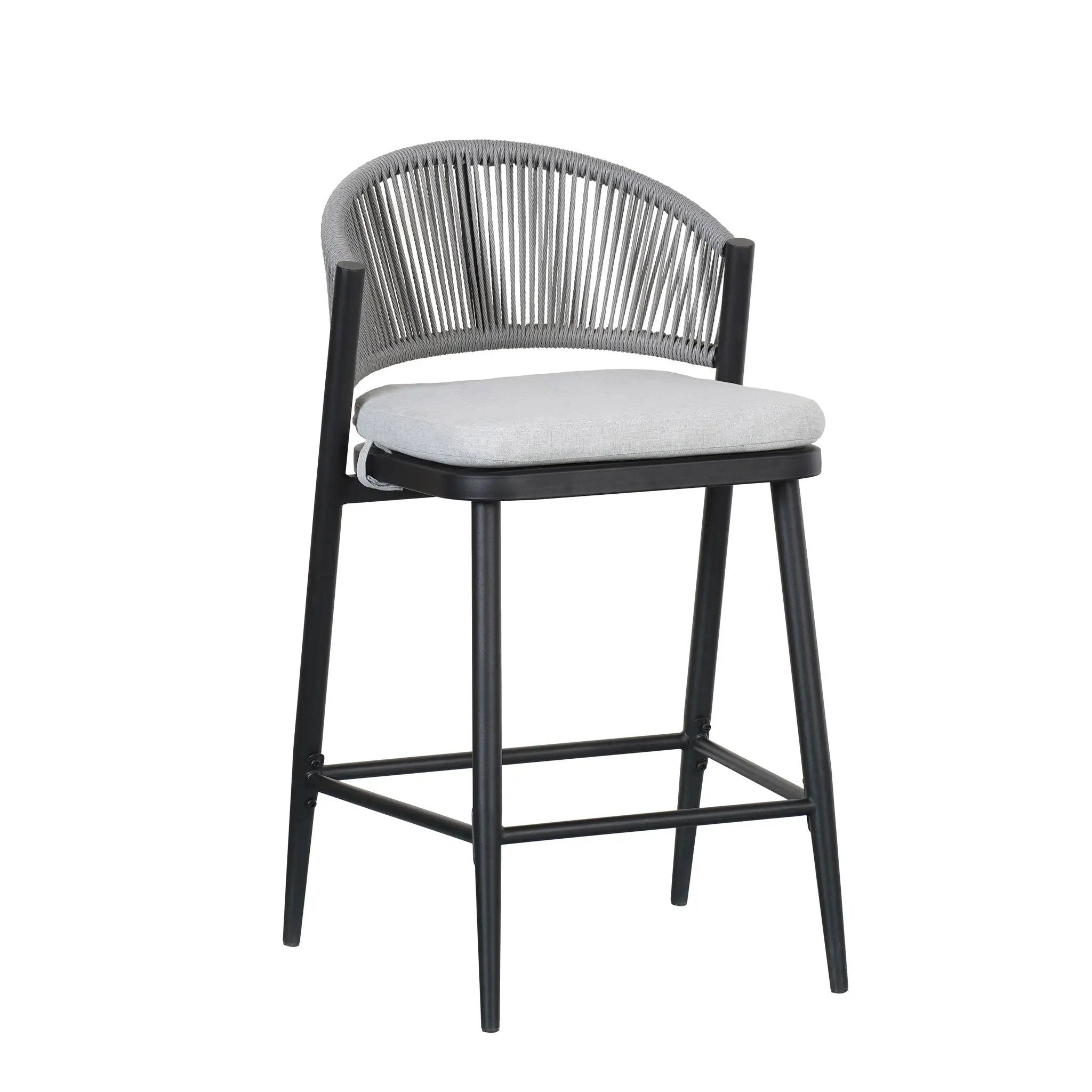 Outdoor 26" Counter Height Metal Frame Counter Stools With Scallop Shaped Backrest & Water Resistant Cushions by HouseOfZazla