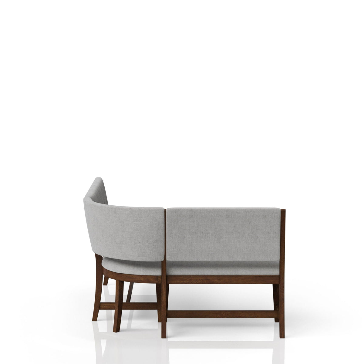 Curved Upholstered Dining Bench with Space-Saving Design - Beige, photo 4 of 6