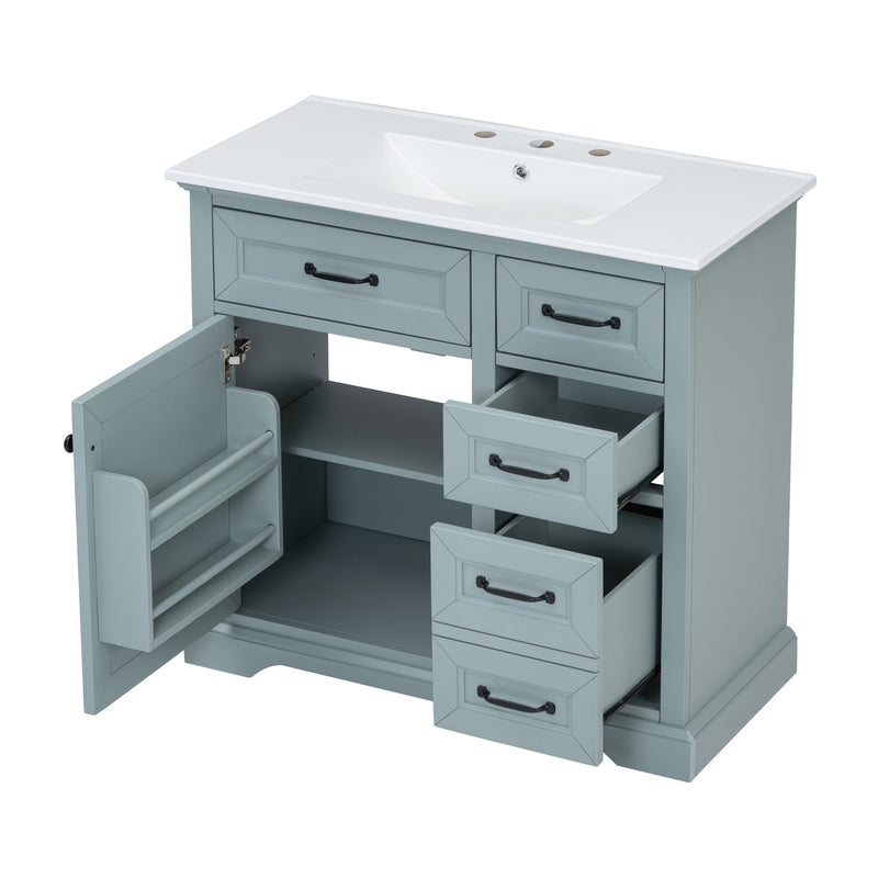 36" Bathroom Vanity with Ceramic Sink and Storage by HouseOfZazla