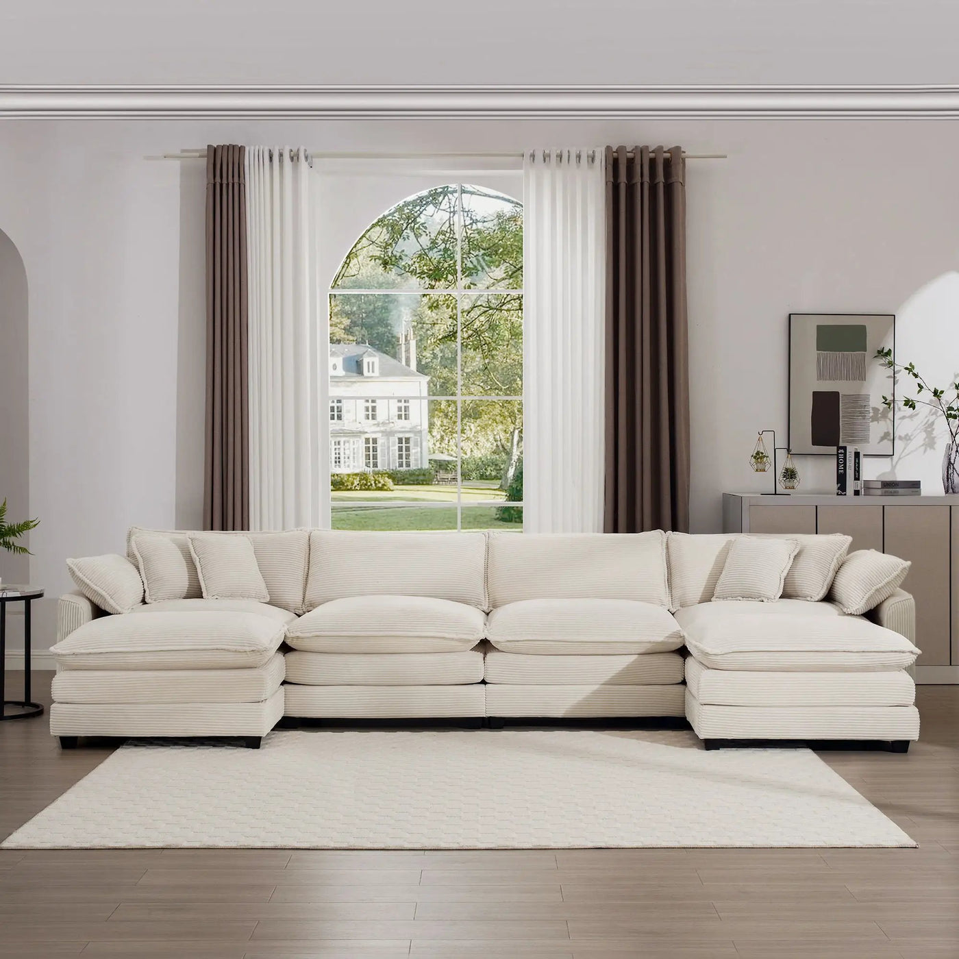 Modern Oversized Modular Cushion Sofa With Ottoman, Low Back, Deep Seating Sofa Set by Unique Piece Furniture