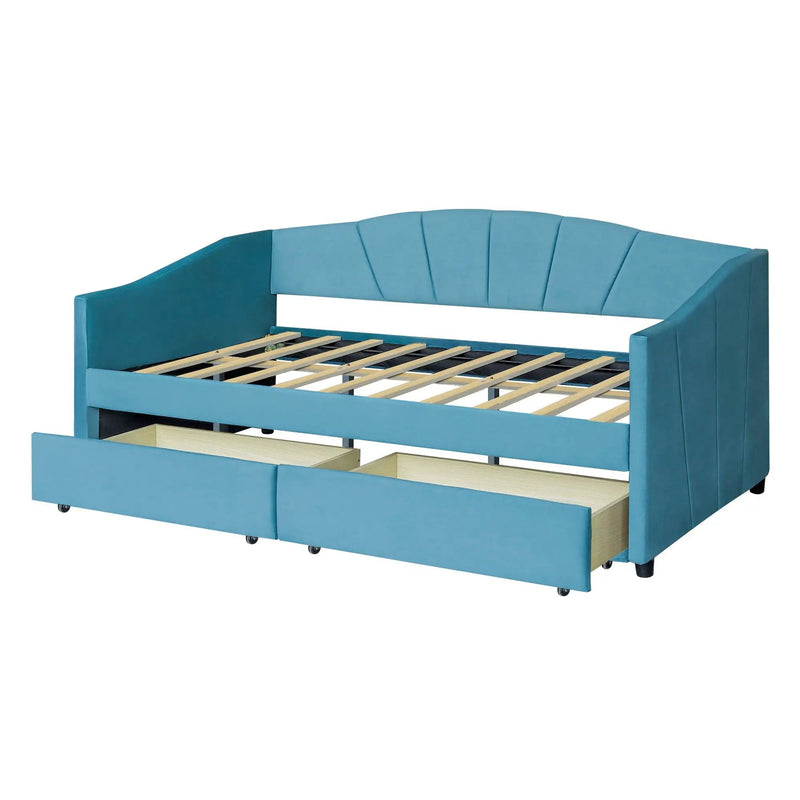 Upholstered Daybed With Two Drawers And Wood Slat by HouseOfZazla
