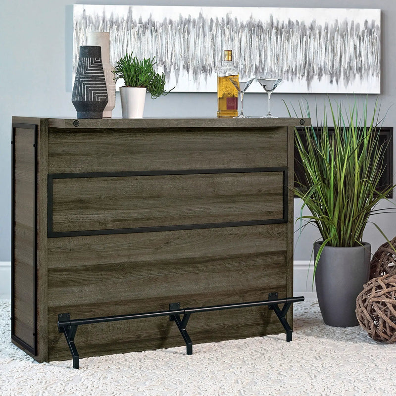 Joe 5-shelf Composite Wood Home Bar Wine Cabinet Aged Oak by Unique Piece Furniture