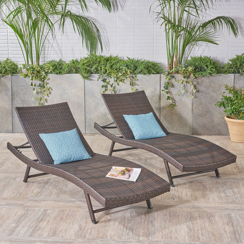 Kauai - Modern Style Wicker Chaise Lounge - Brown Multi by HouseOfZazla