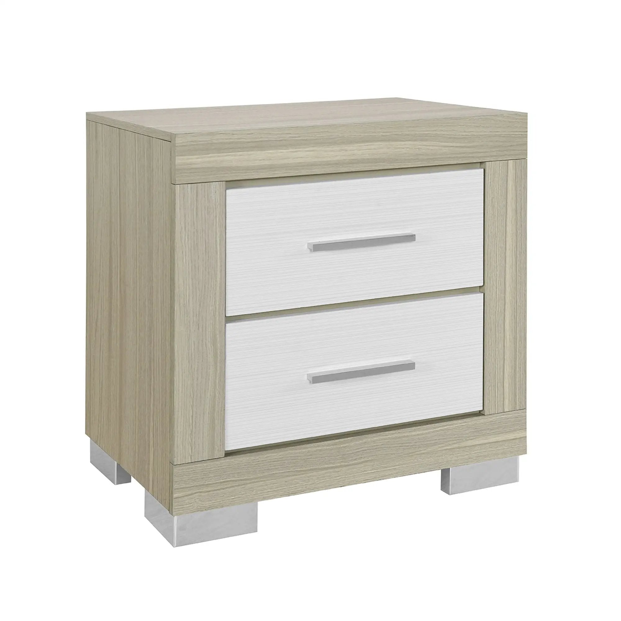Elsa - 2 Toned Nightstand With Bar Handle And Spacious Drawers by HouseOfZazla