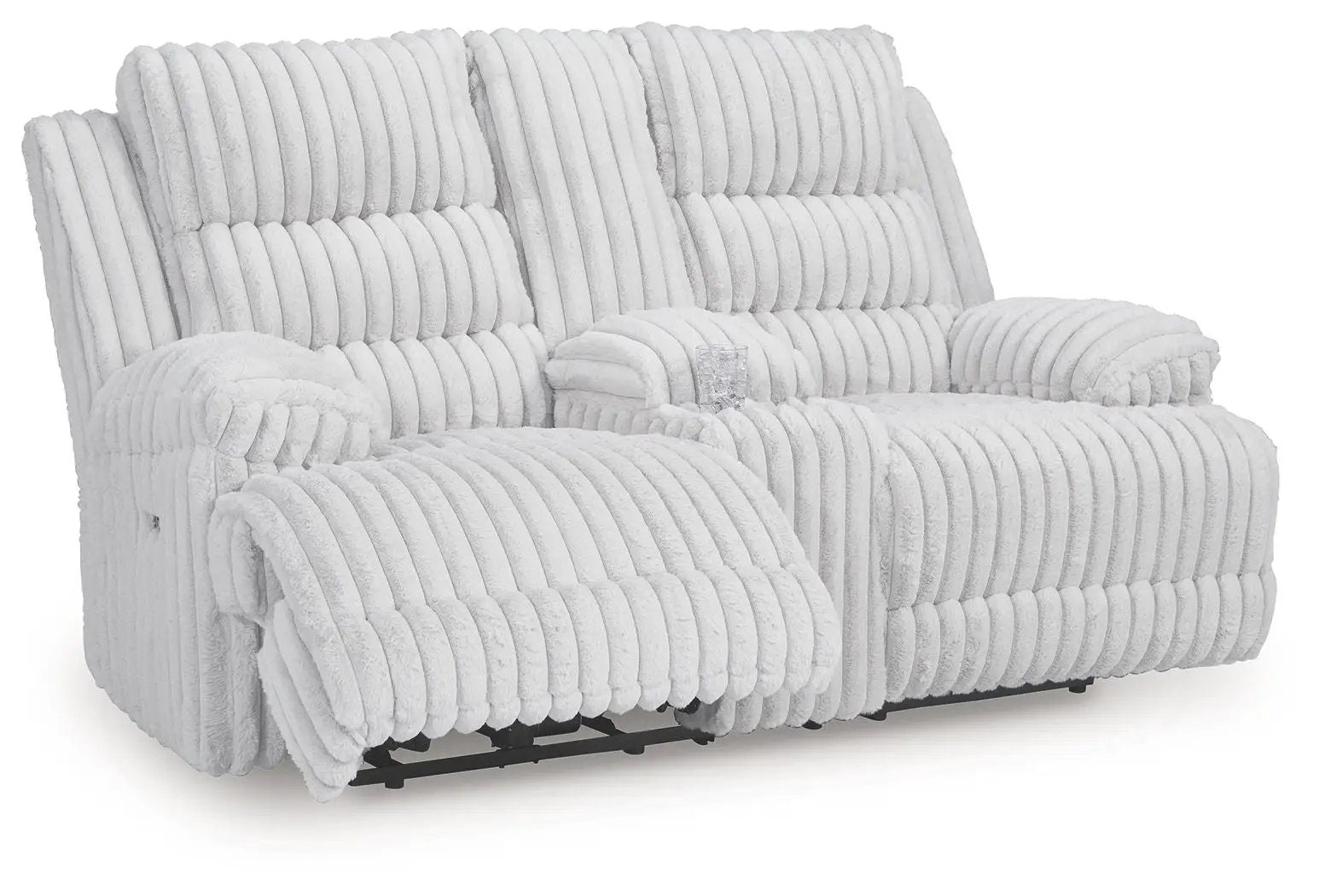 Rhines Falls - Double Reclining Power Loveseat With Console - Alloy by Unique Piece Furniture