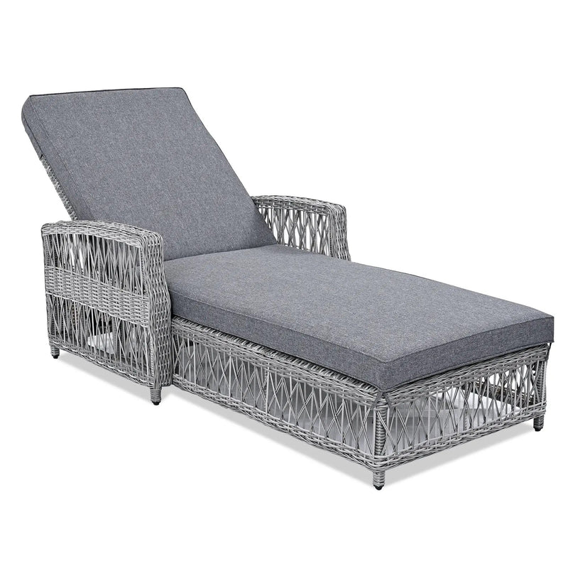 GO Outdoor Long Reclining Chaise with Armrests and Cushions by HouseOfZazla