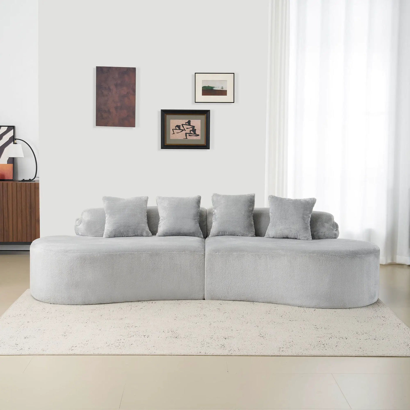Modern Curved Sofa With Pillows by HouseOfZazla