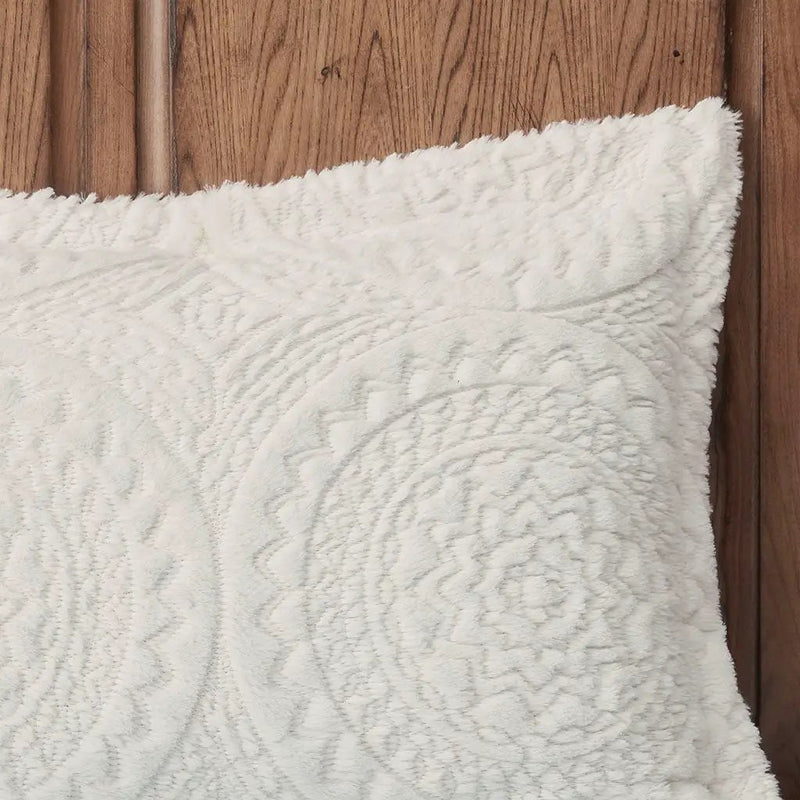 Full/Queen Embroidered Medallion Faux Fur Ultra Plush Comforter Mini Set by HouseOfZazla