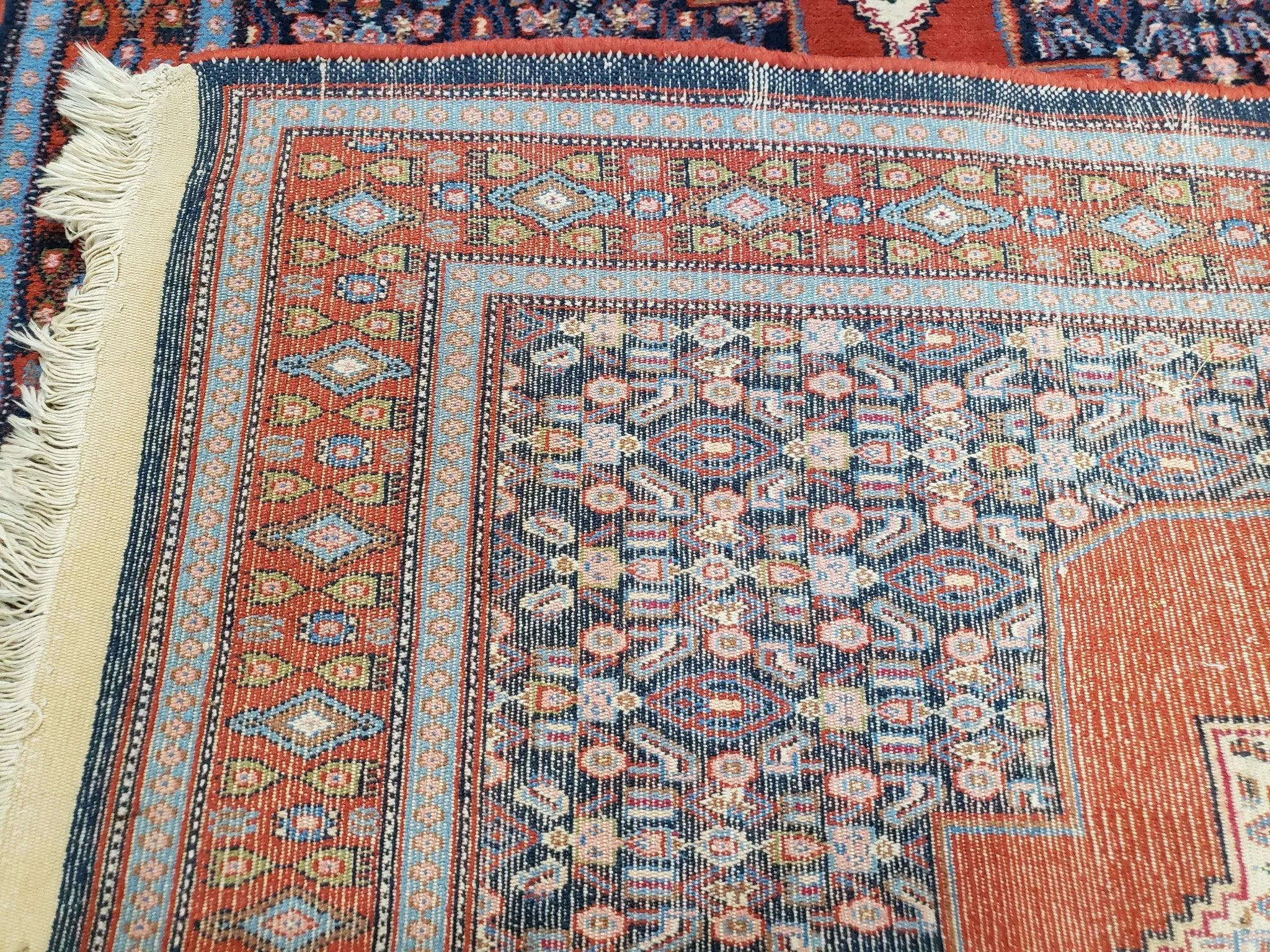 4x6 Western Kurdistan Kurdish Carpet Senneh Wool Area Rug Veg Dyes Red Blue Nice by Jewel Rugs