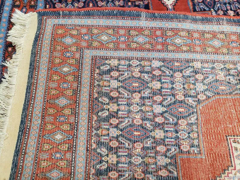 4x6 Western Kurdistan Kurdish Carpet Senneh Wool Area Rug Veg Dyes Red Blue Nice by Jewel Rugs