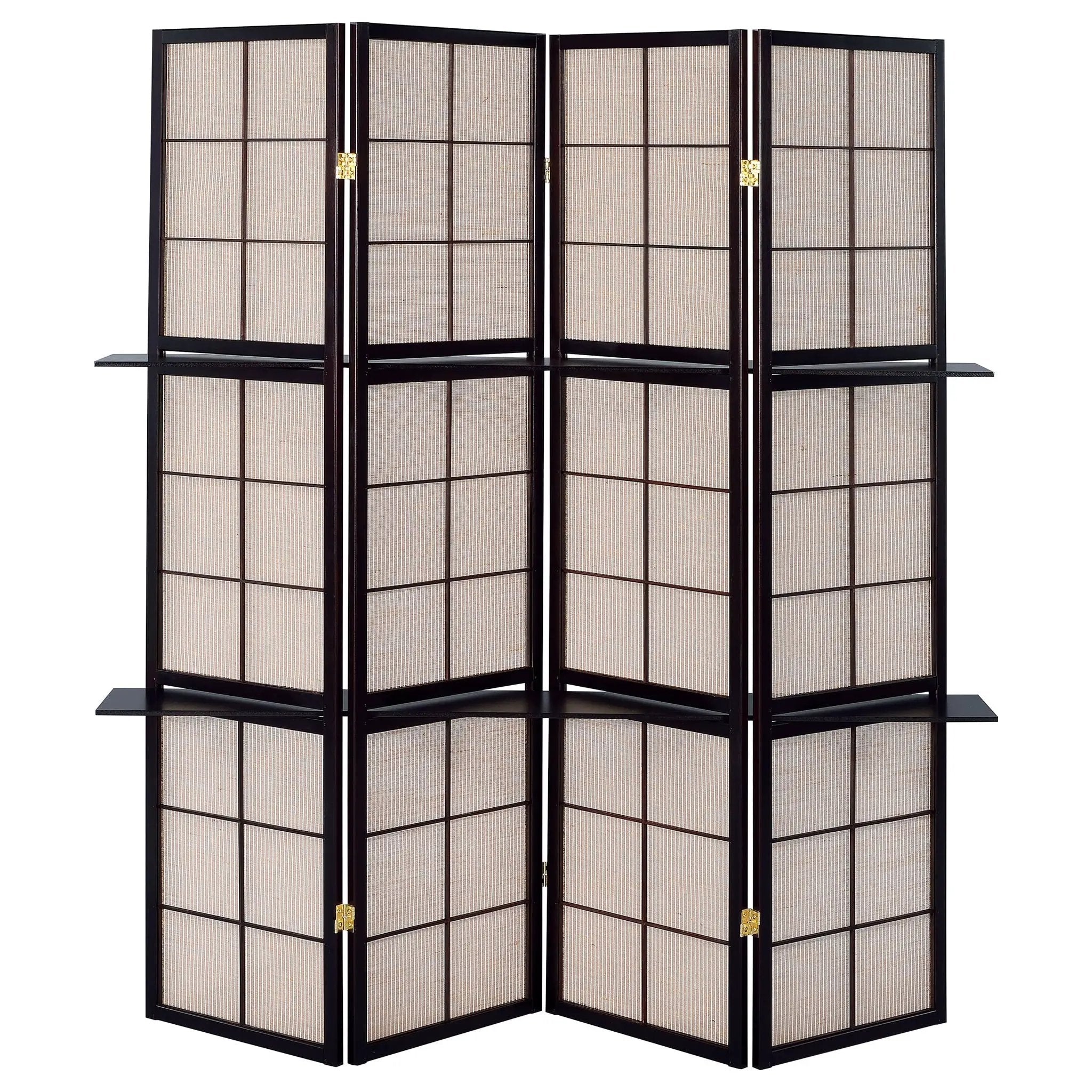 Iggy 4-Panel Room Divider Folding Shoji Screen Cappuccino by Unique Piece Furniture