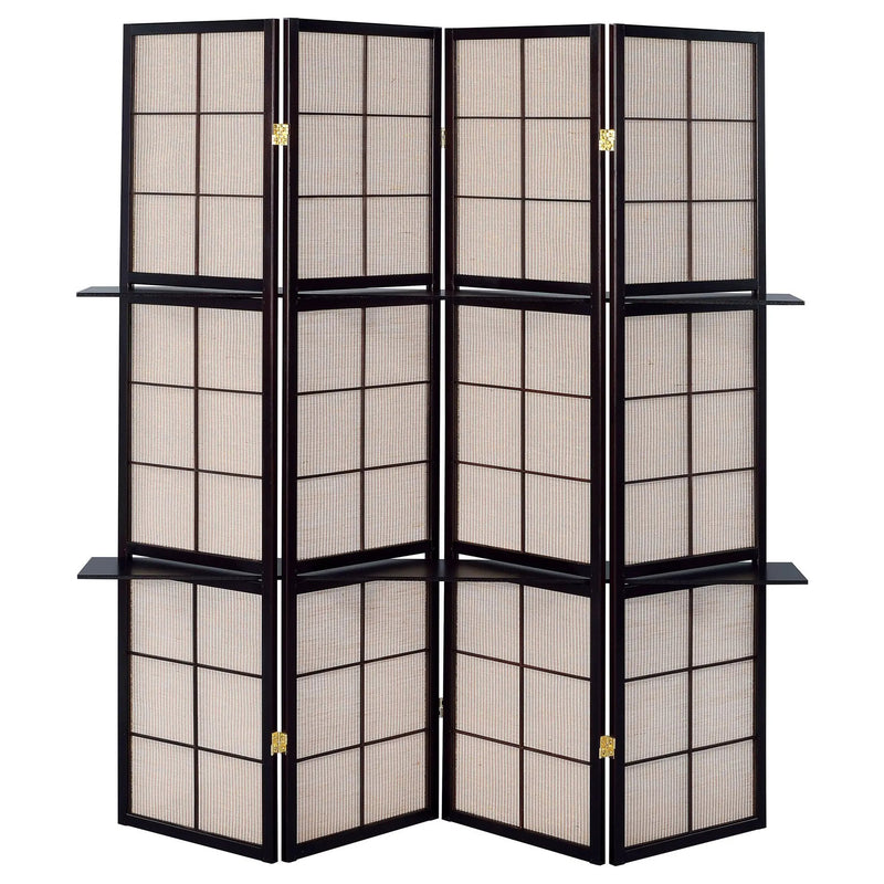 Iggy 4-Panel Room Divider Folding Shoji Screen Cappuccino by Unique Piece Furniture