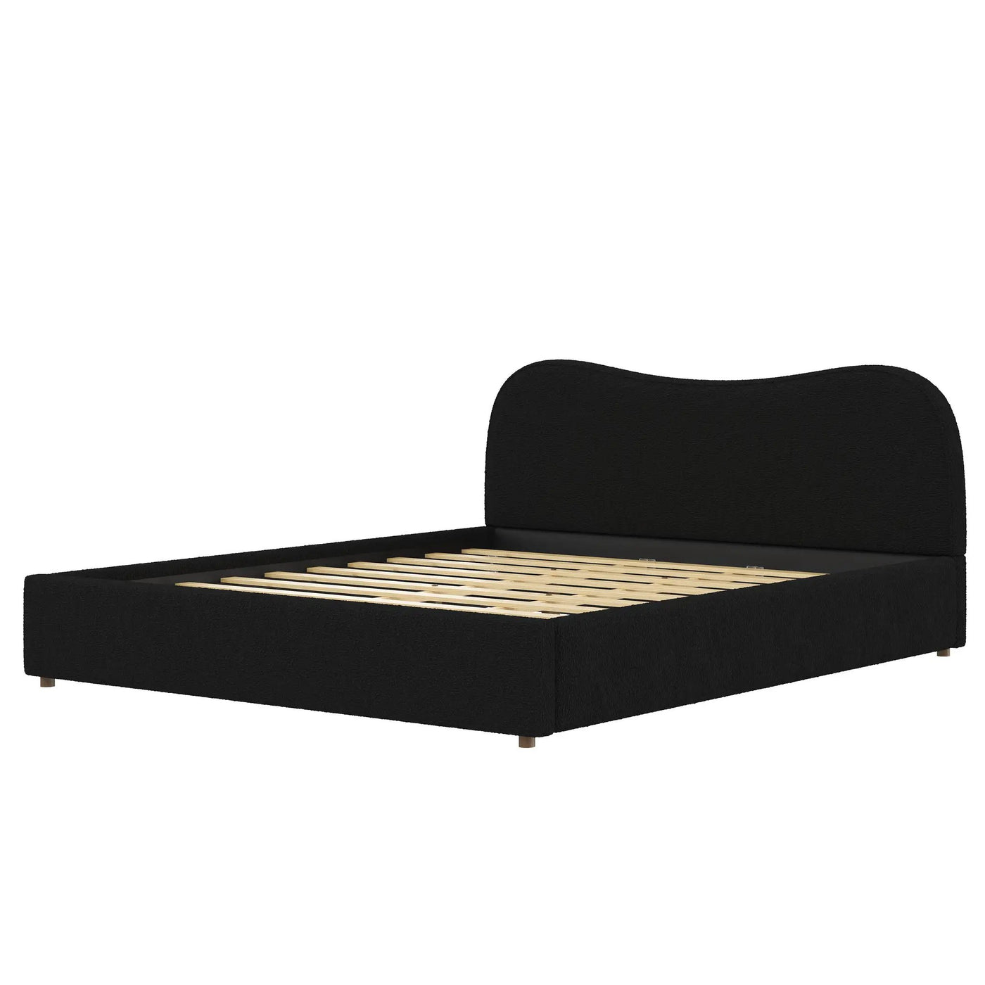King Size Upholstered Platform Bed with Wooden Slats by HouseOfZazla