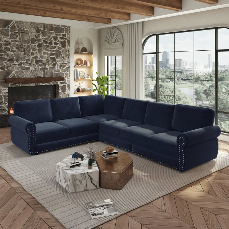 118" L-Shaped Convertible Sleeper Sofa by HouseOfZazla