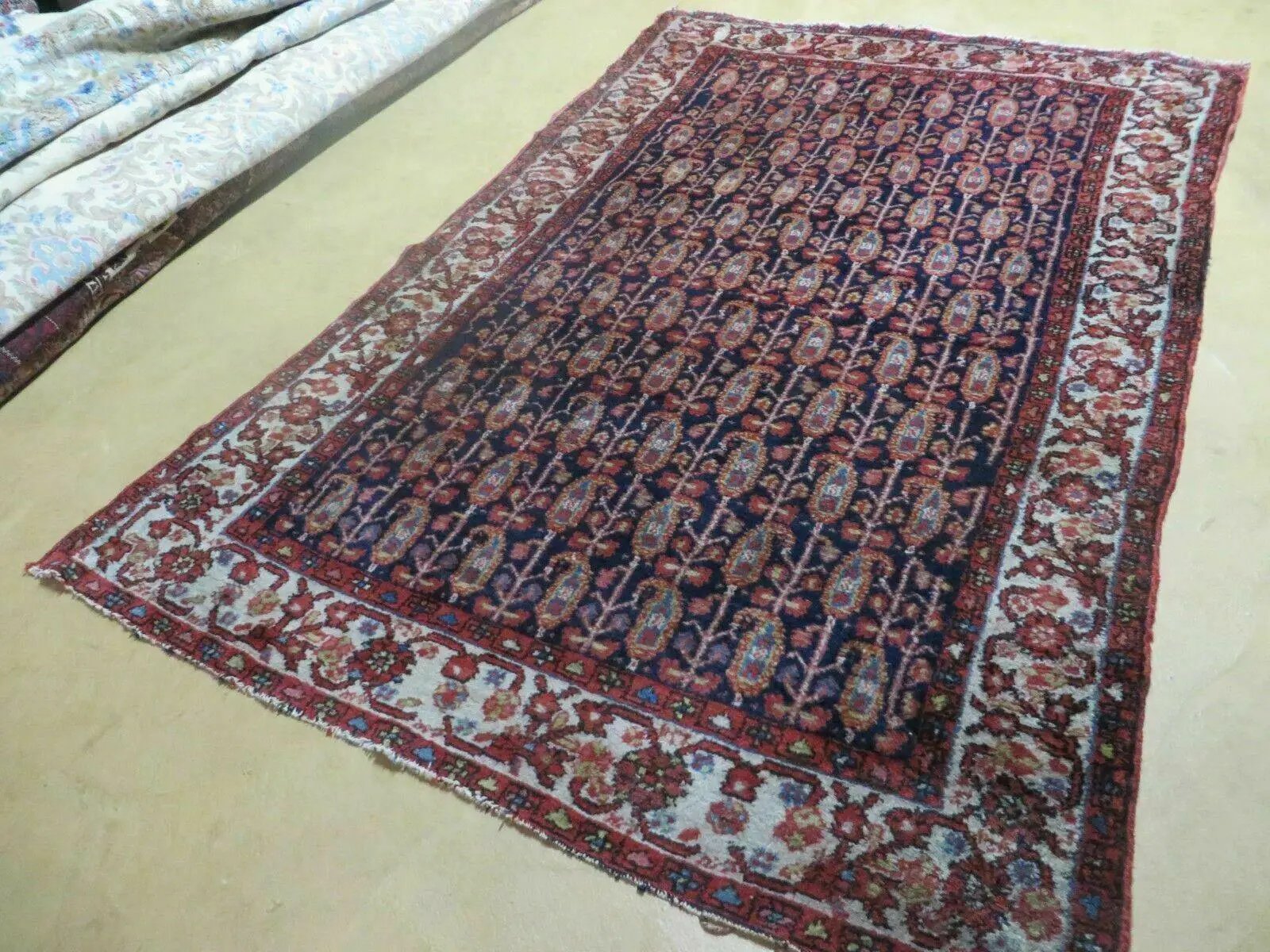 4' X 6' Antique Handmade Turkish Sivas Wool Rug Vegetable Organic Dye Nice Blue by Jewel Rugs