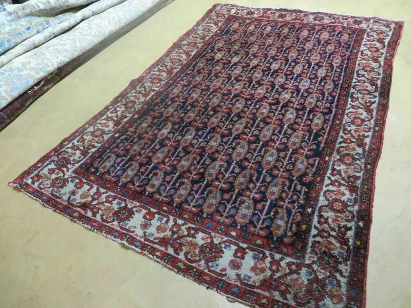 4' X 6' Antique Handmade Turkish Sivas Wool Rug Vegetable Organic Dye Nice Blue by Jewel Rugs