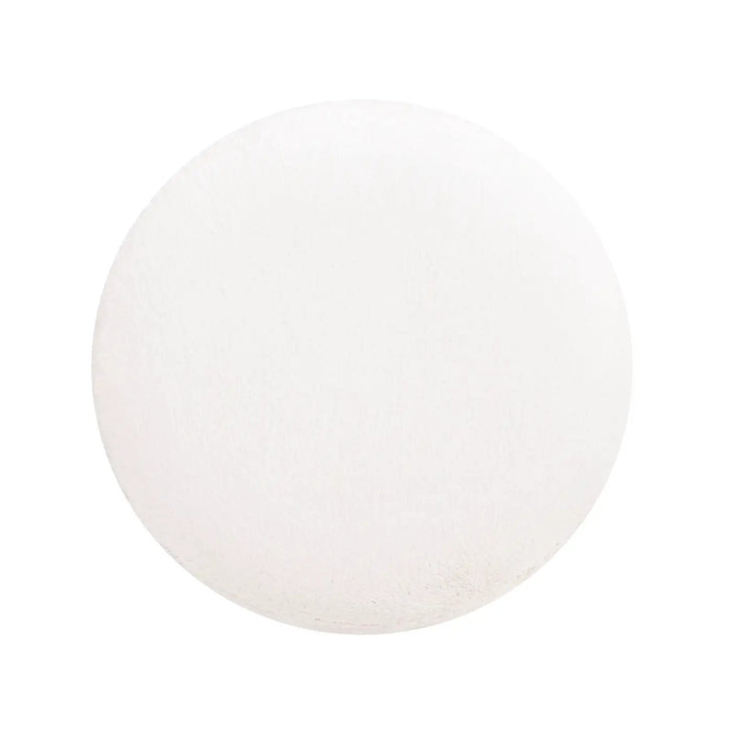 Tilly - Round Fur Upholstered / Burl Pouf Ottoman - White by HouseOfZazla