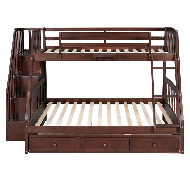 Bunk Bed With Drawers, Ladder And Storage Staircase by HouseOfZazla