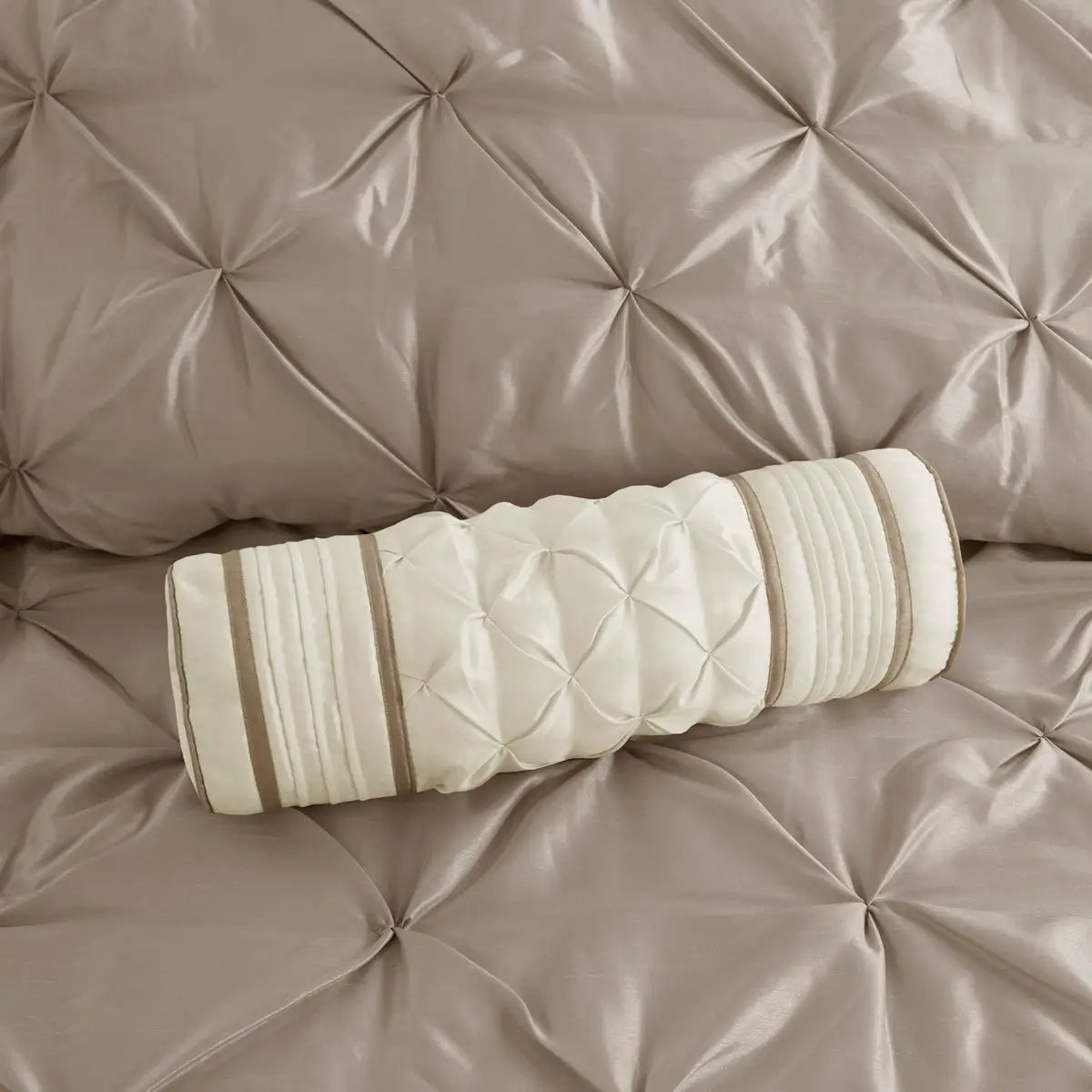 7 Piece Tufted Comforter Set Taupe California King by HouseOfZazla