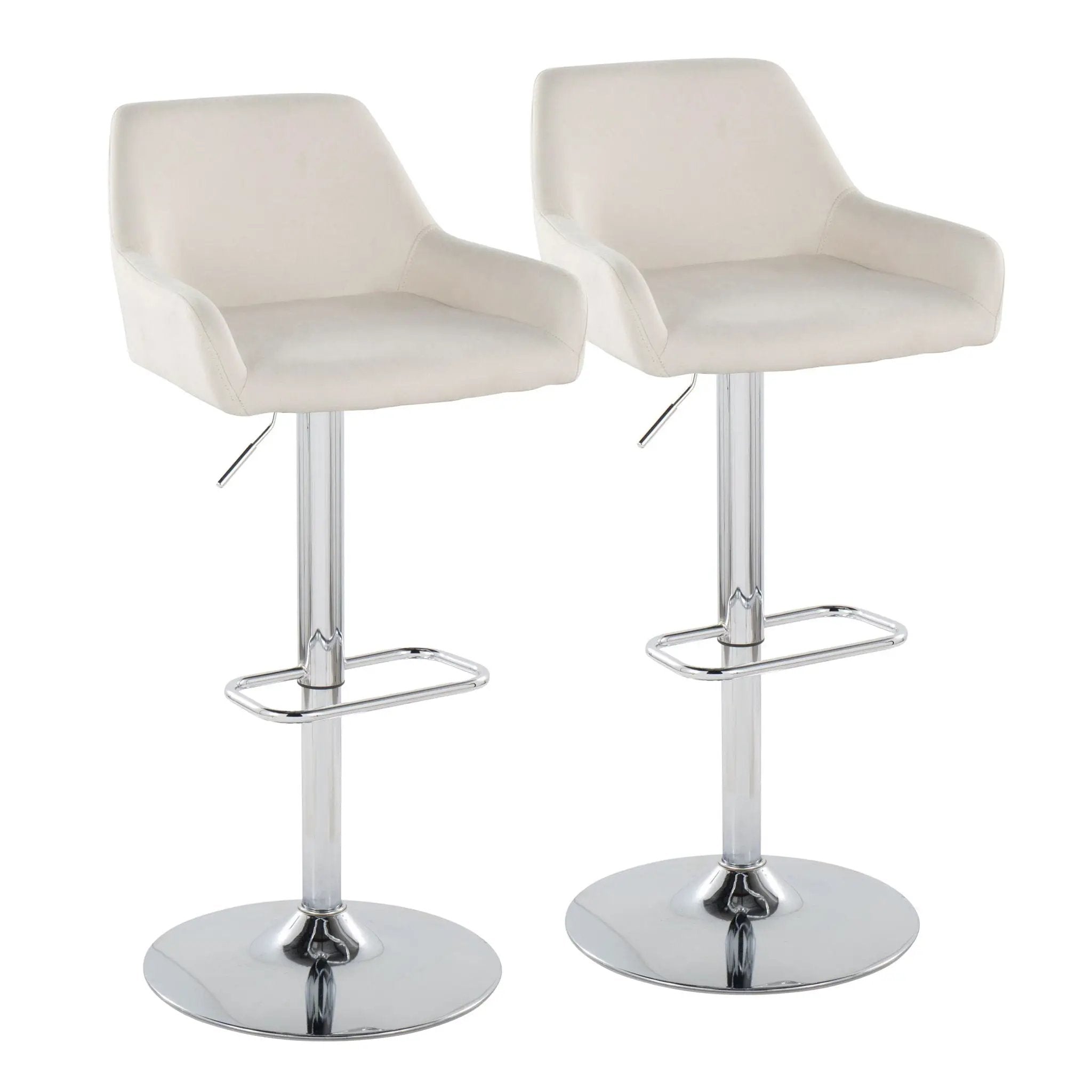 Daniella - Contemporary Adjustable Barstool With Swivel With Rounded Rectangle Footrest (Set of 2) by HouseOfZazla