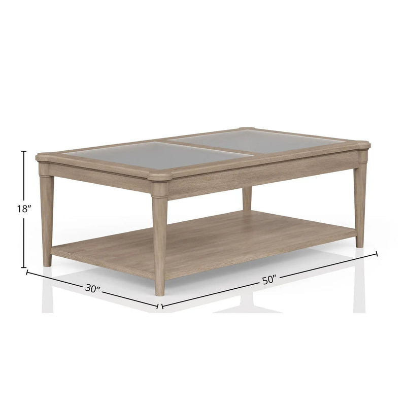 Frosted Glass Top Cocktail Table With Casters - Sand by Unique Piece Furniture