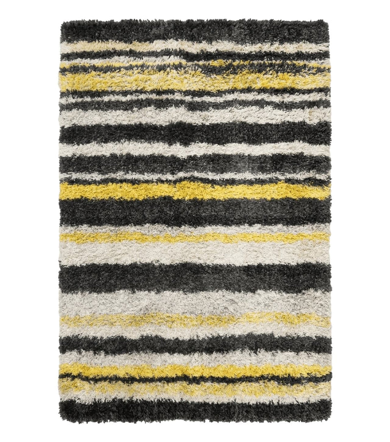 Shag Rug 5x8, Yellow Ivory Charcoal, Contemporary by Jewel Rugs