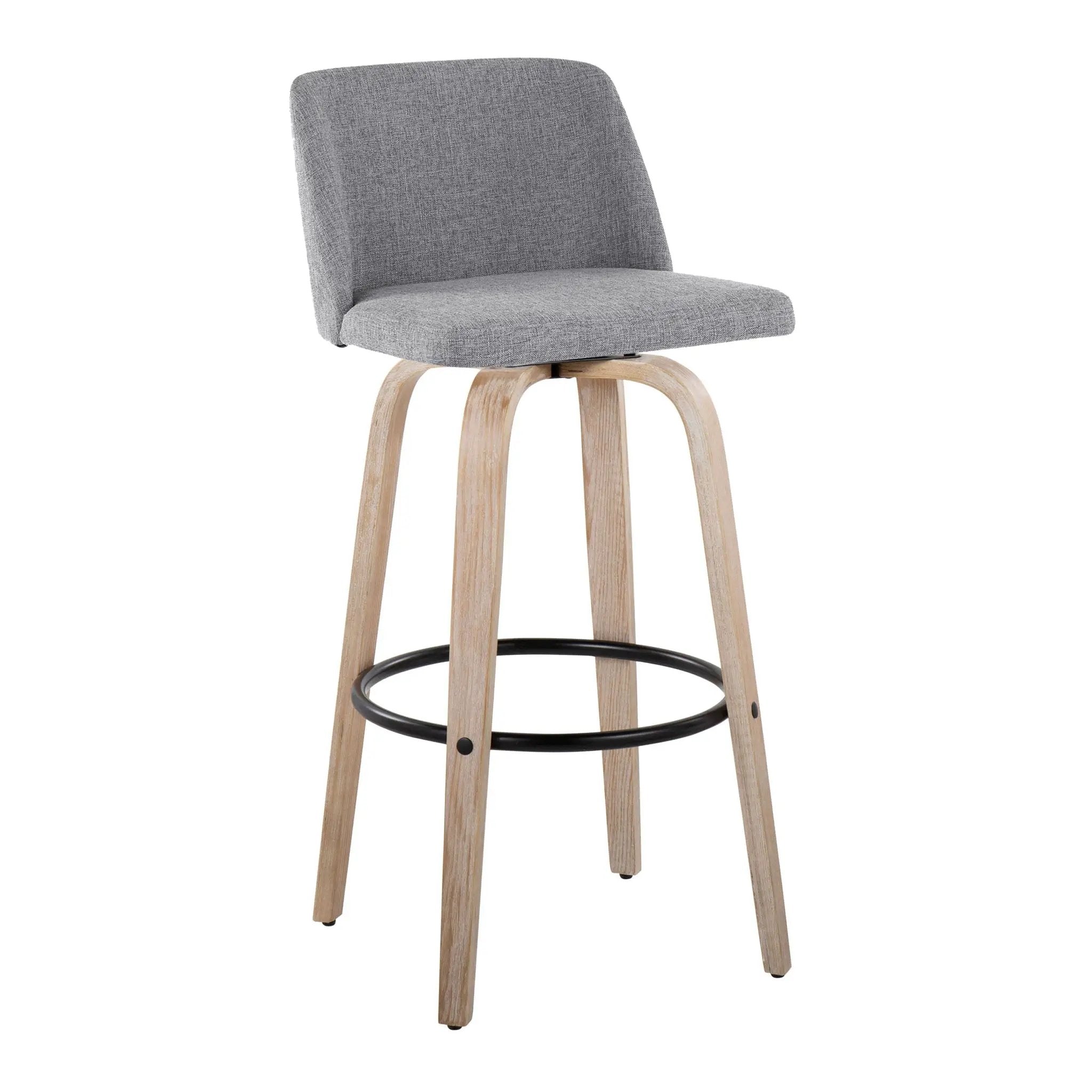 Toriano - Mid-Century Modern Fixed Height BarStool With Round Footrest (Set of 2) by Unique Piece Furniture